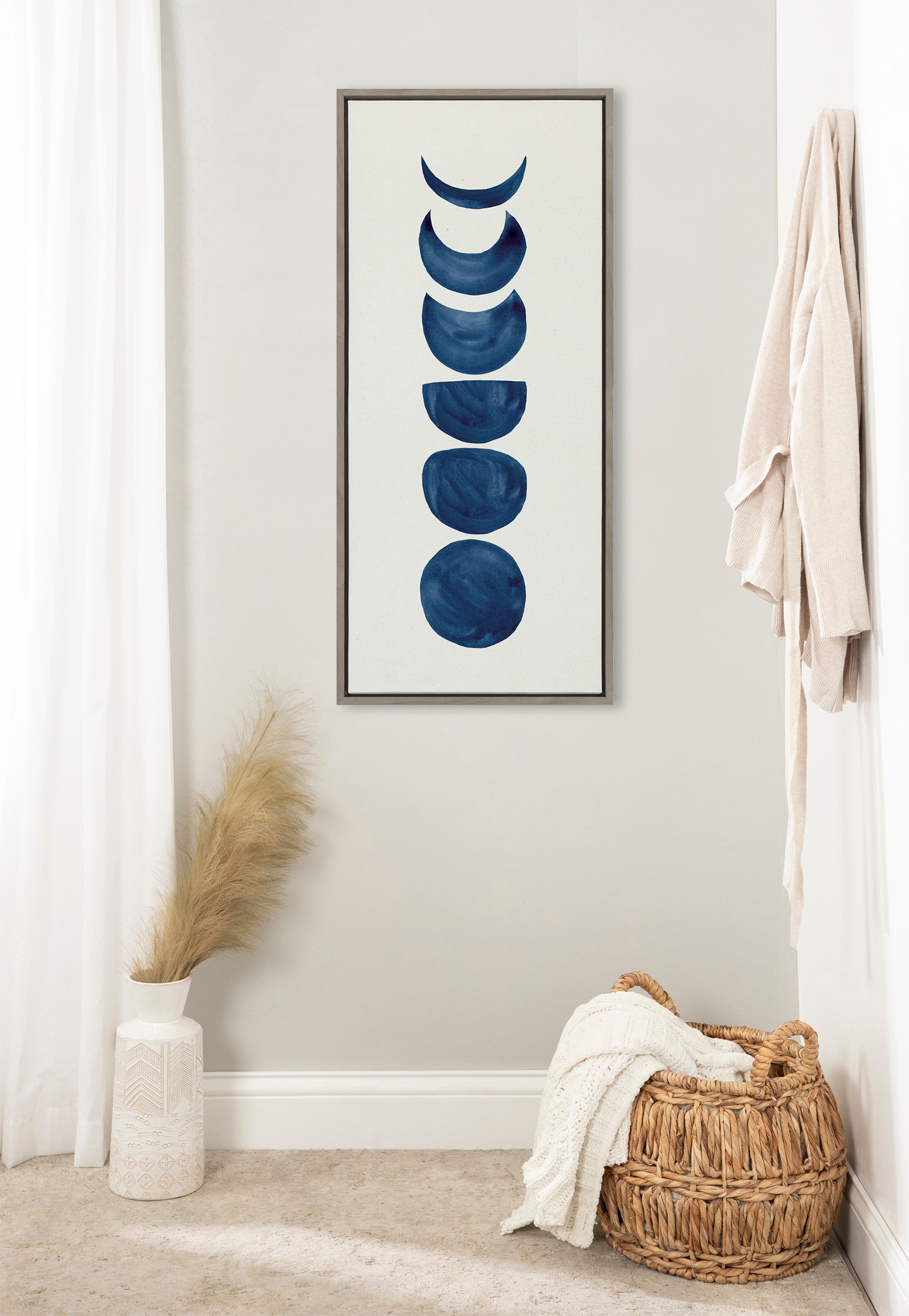 Sylvie Linear Moon Phases Framed Canvas by Teju Reval of SnazzyHues