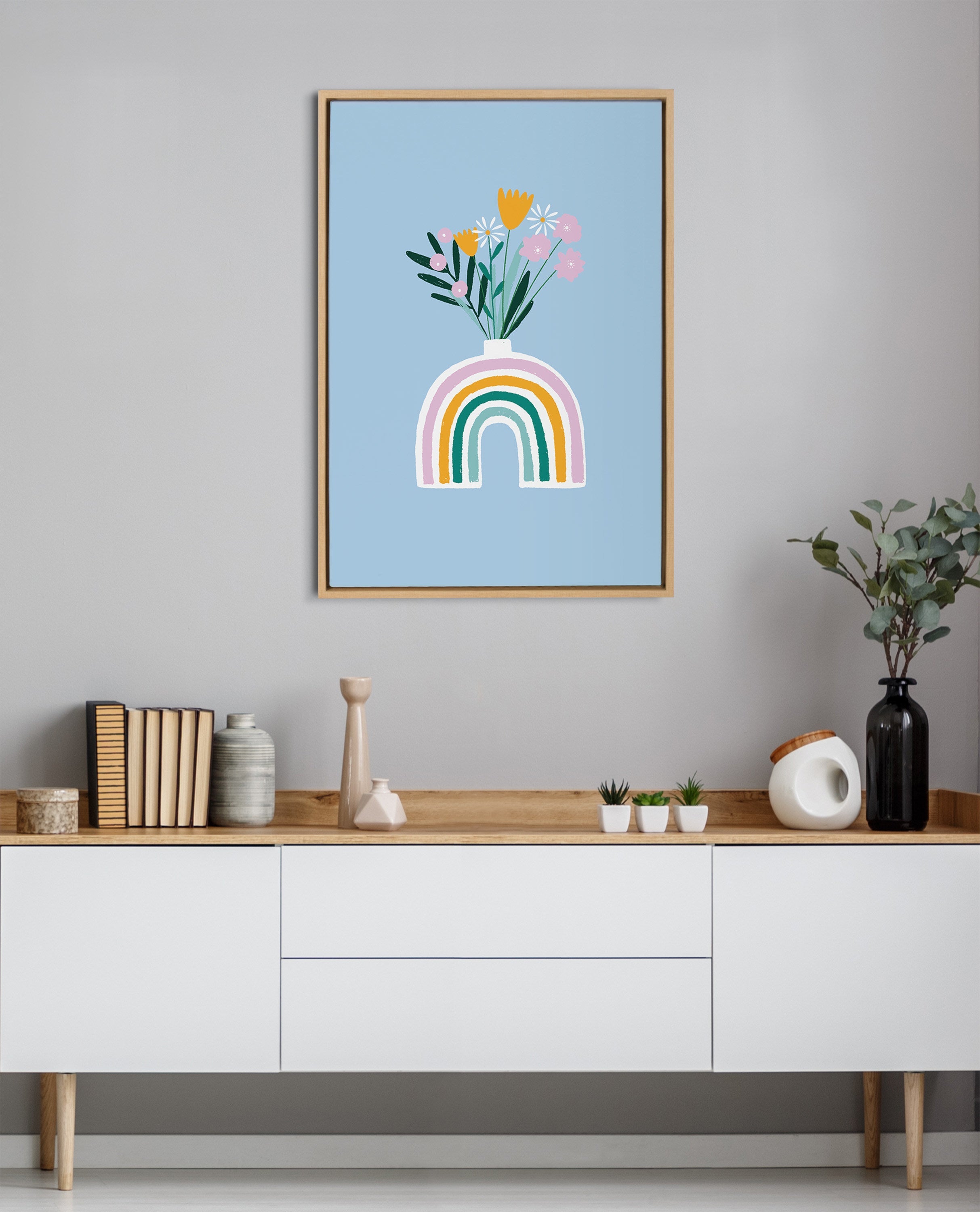 Sylvie Happy Flowers Framed Canvas by kateandlaurel - product image 4 for Resin Society