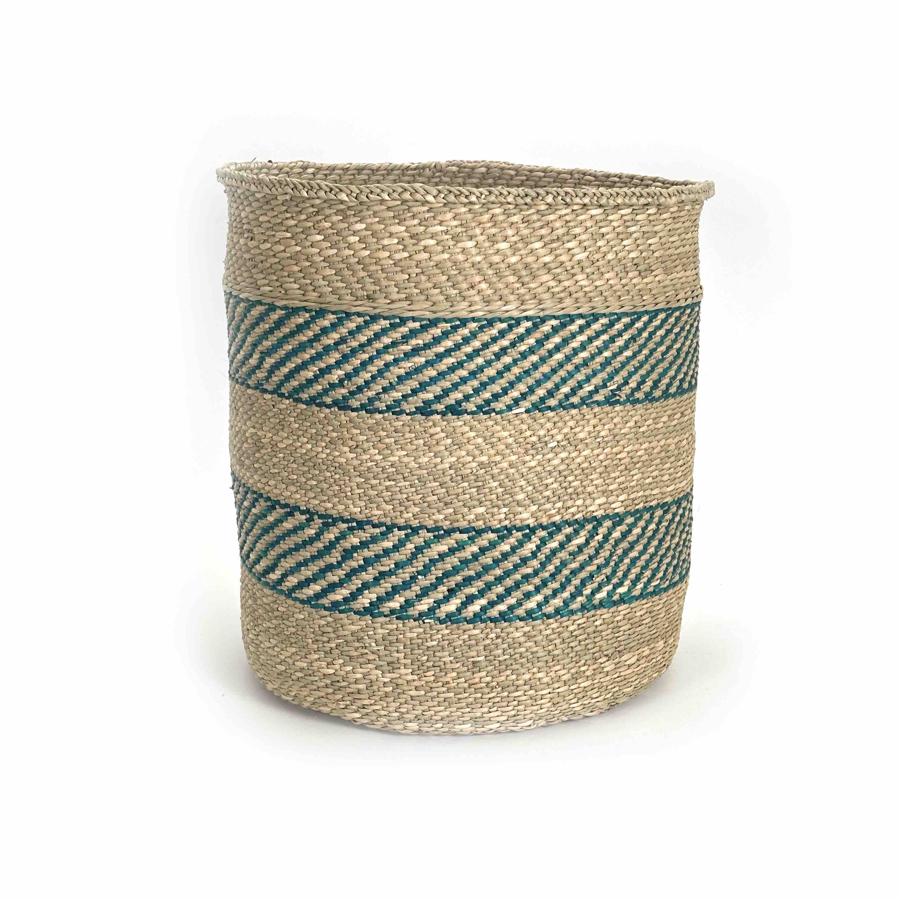 African Iringa woven basket with Turquoise Stripe by Mbare Ltd - product image 9 for Resin Society