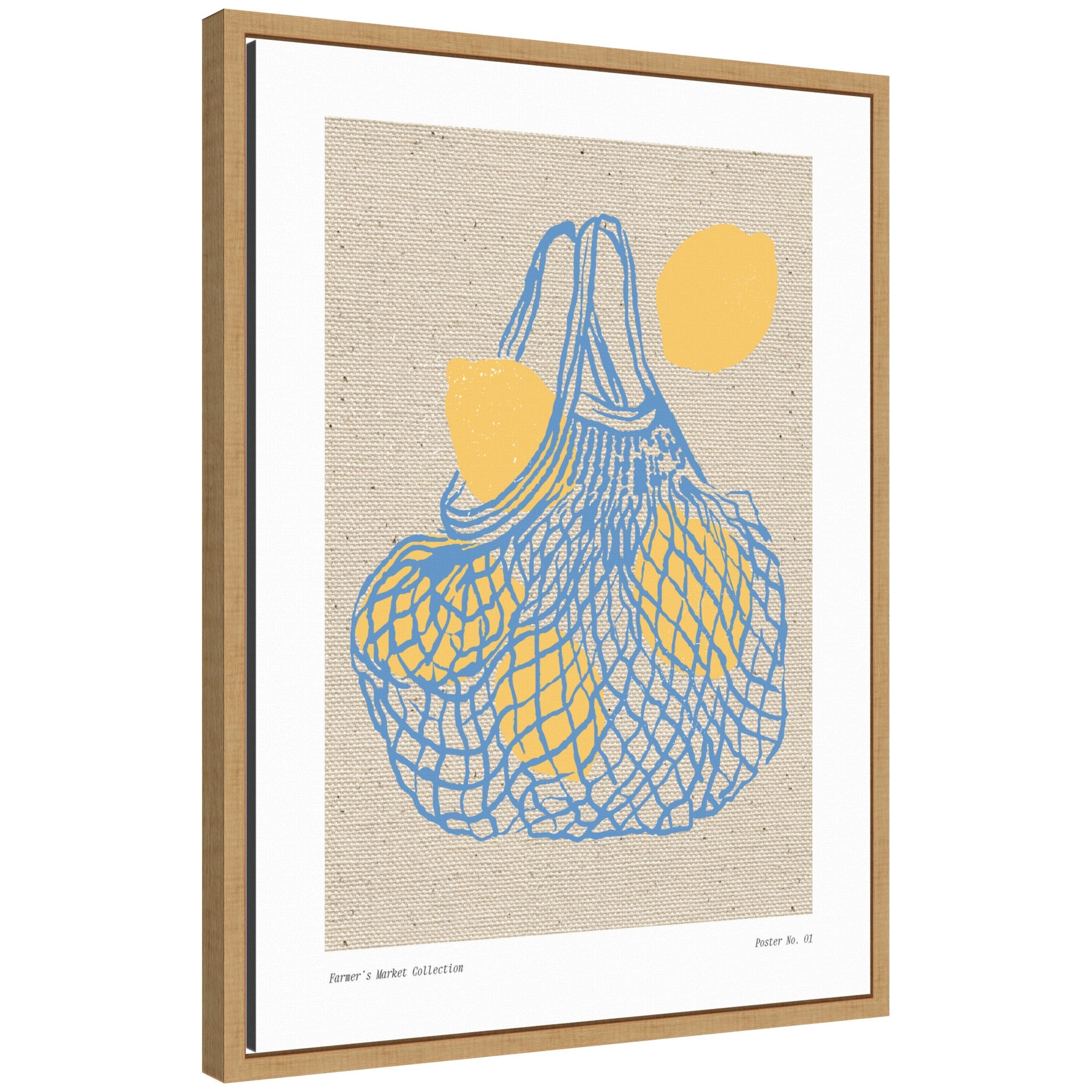 Framed canvas wall art print featuring lemons from Fruit Farmers Market Print No 1 by The Creative Bunch Studio
