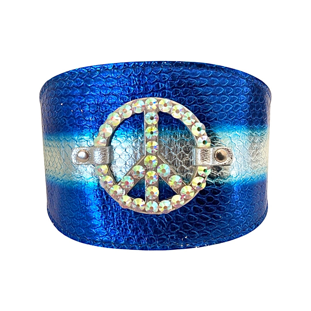 Peace Collar featuring multi-tone blue and silver snake pattern with Swarovski crystals