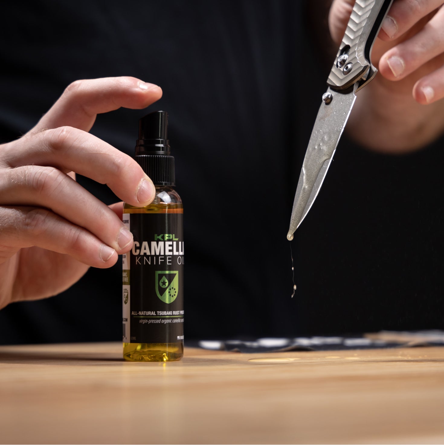 Organic Camellia Kitchen Knife Oil - Carbon Steel and Cast Iron detail image - Resin Society