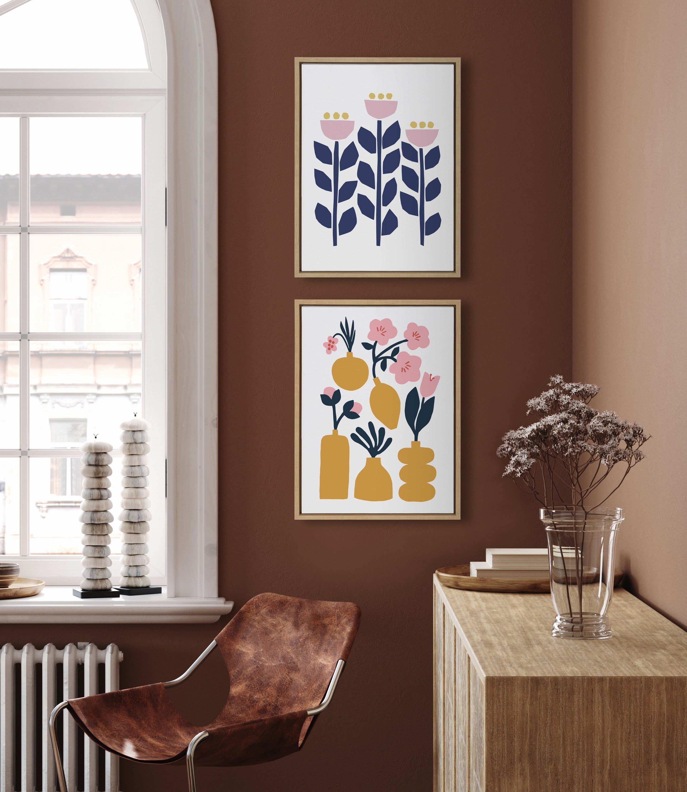 Sylvie Nordic Flowers Framed Canvas by kateandlaurel - product image 9 for Resin Society