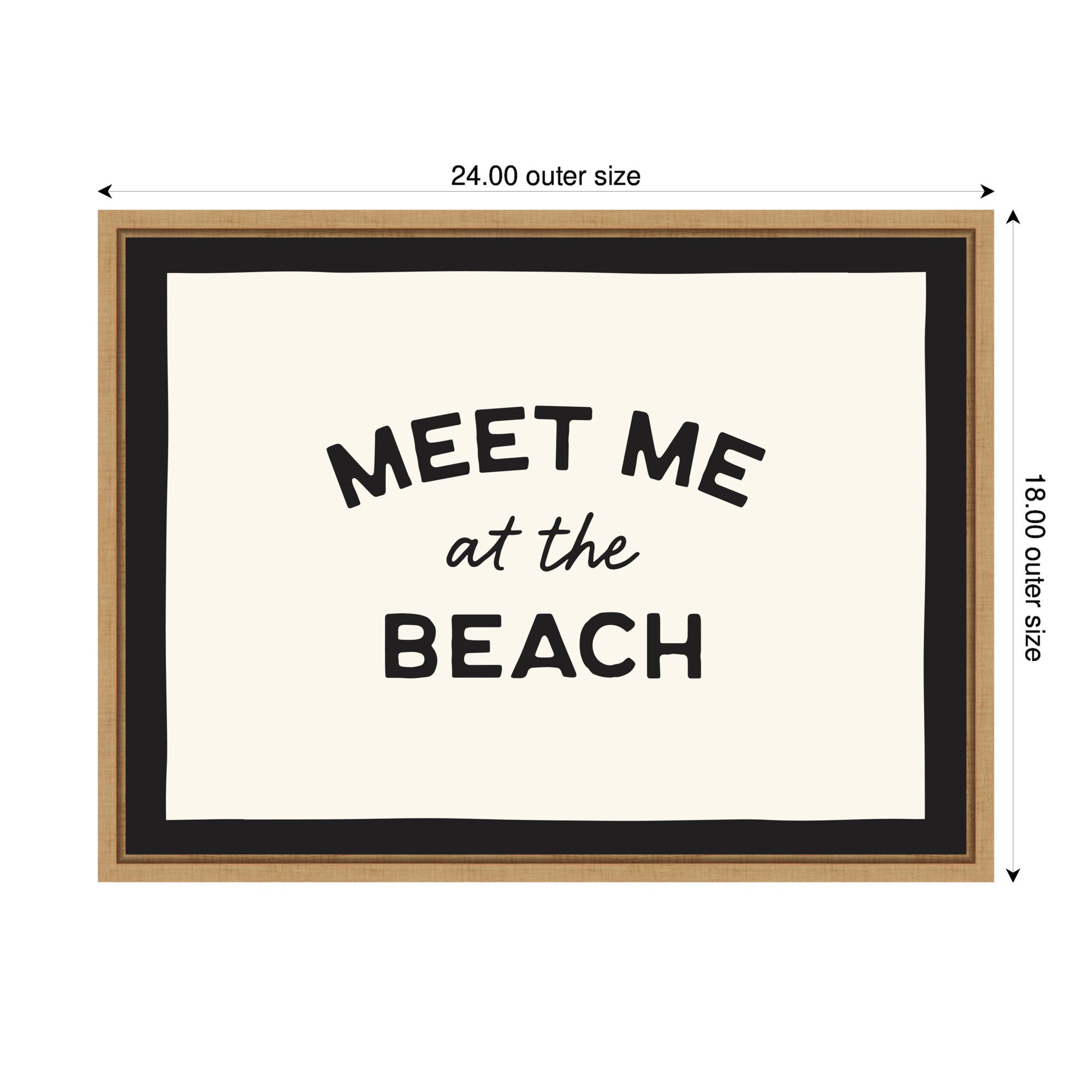 Meet Me at the Beach Coastal Typography Beach House Welcome by Lucky Guava Framed Canvas Wall Art Print