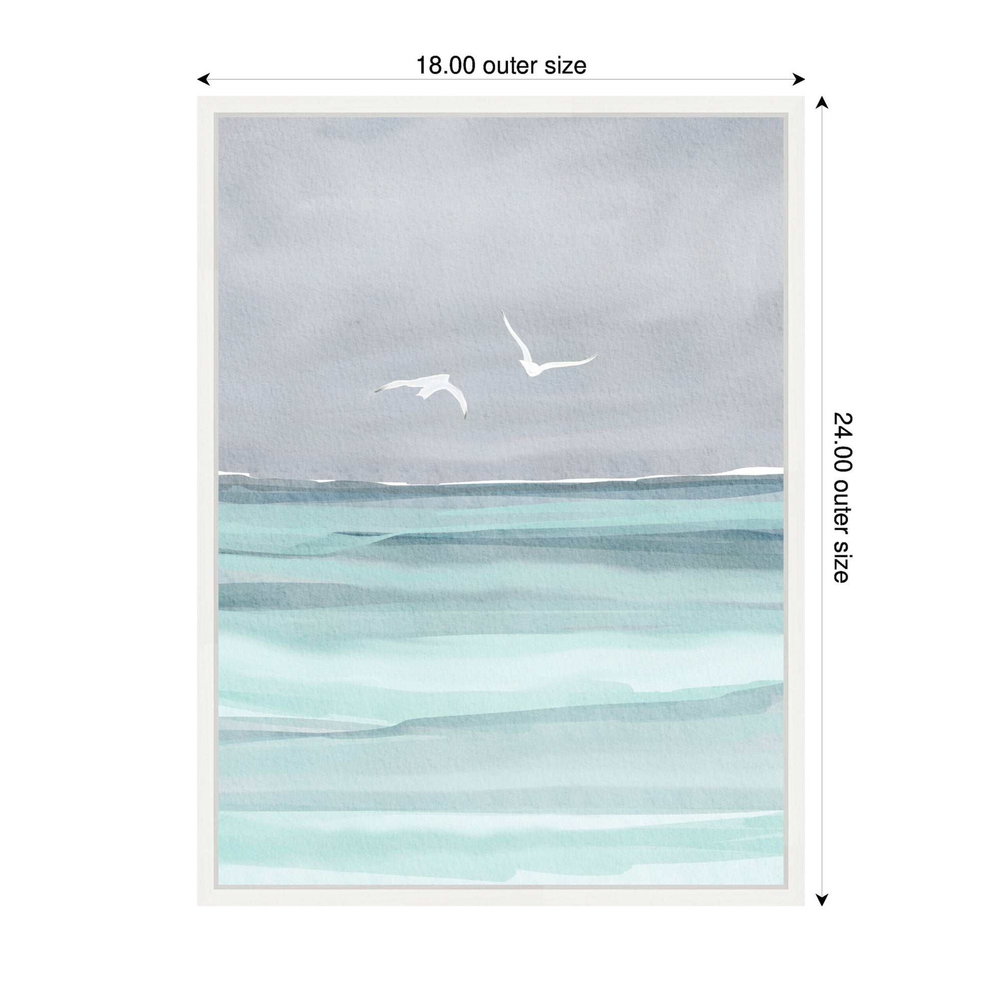 Sylvie Sea and Seagulls Framed Canvas by Nikita Jariwala