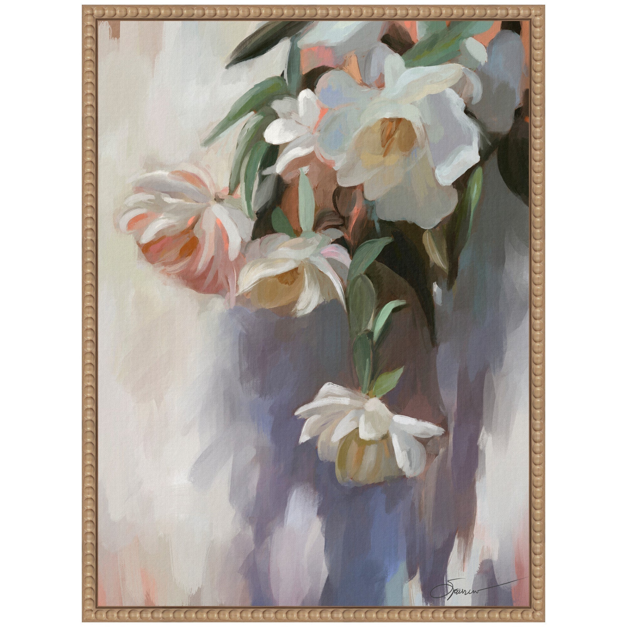 Sylvie Dangle Thumb Pastel Flower Bouquet Framed Canvas by Mary Sparrow