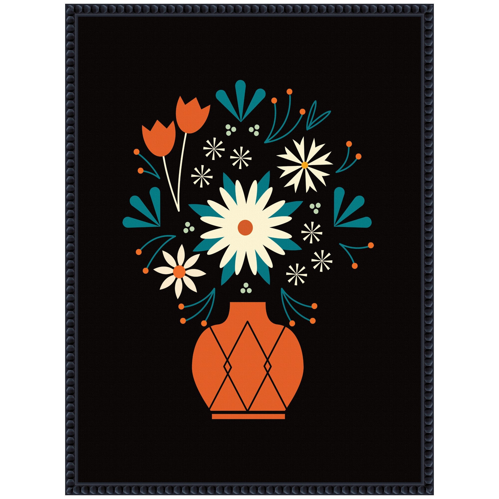 Sylvie Floral Red Vase Framed Canvas by Amber Leaders