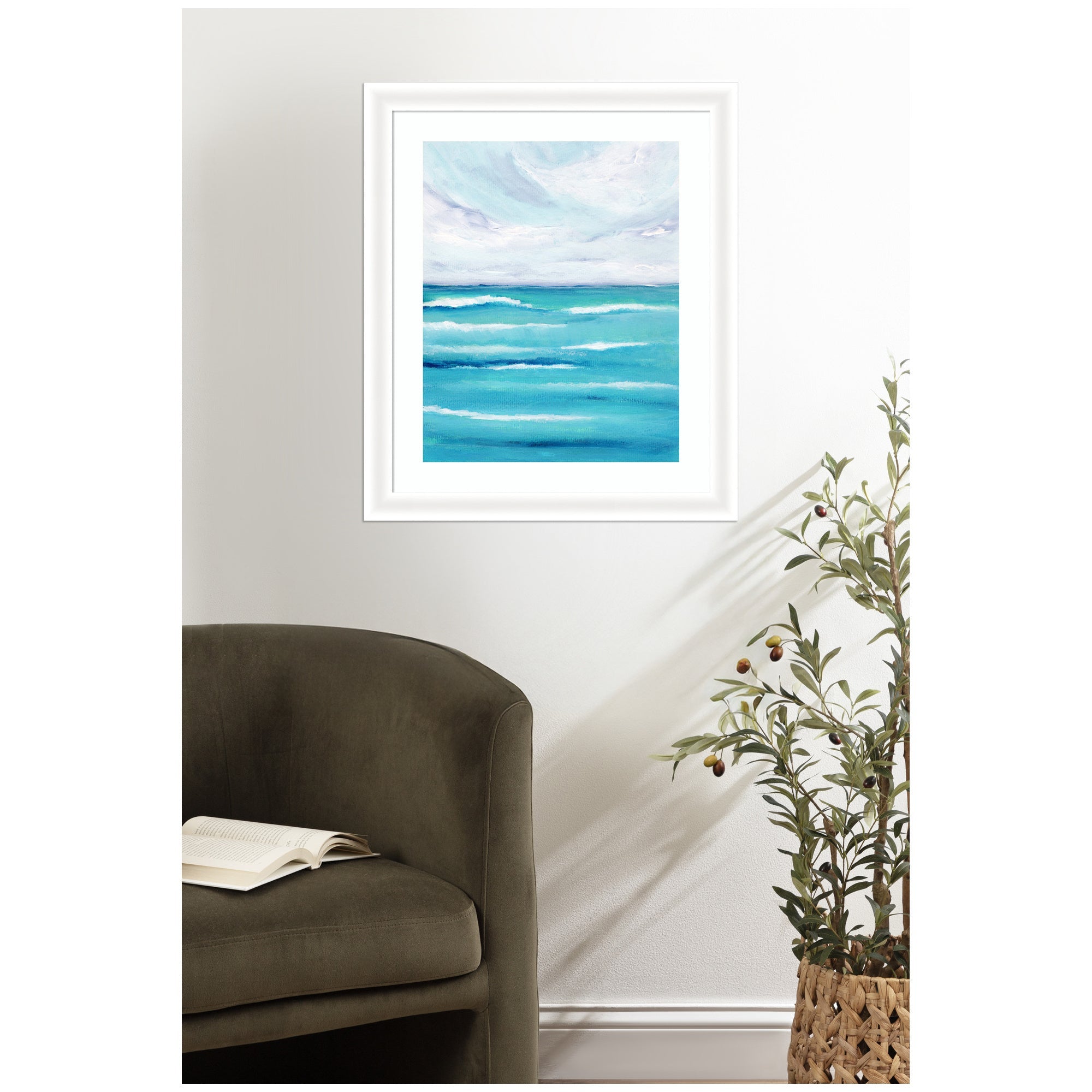 Framed Art Evening Ocean Waves by Nikita Jariwala