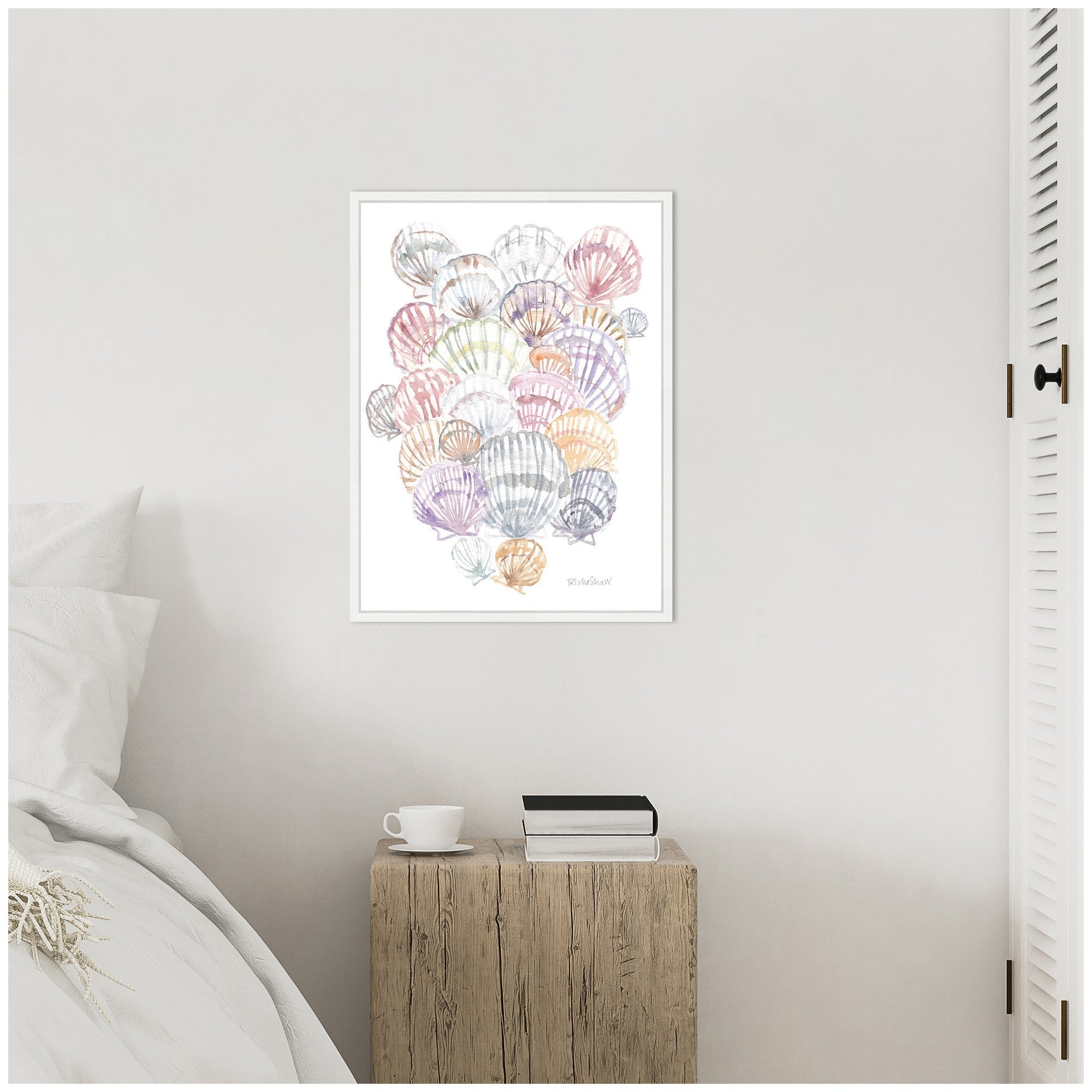 Sylvie Pale Pastel Shells Framed Canvas by Patricia Shaw