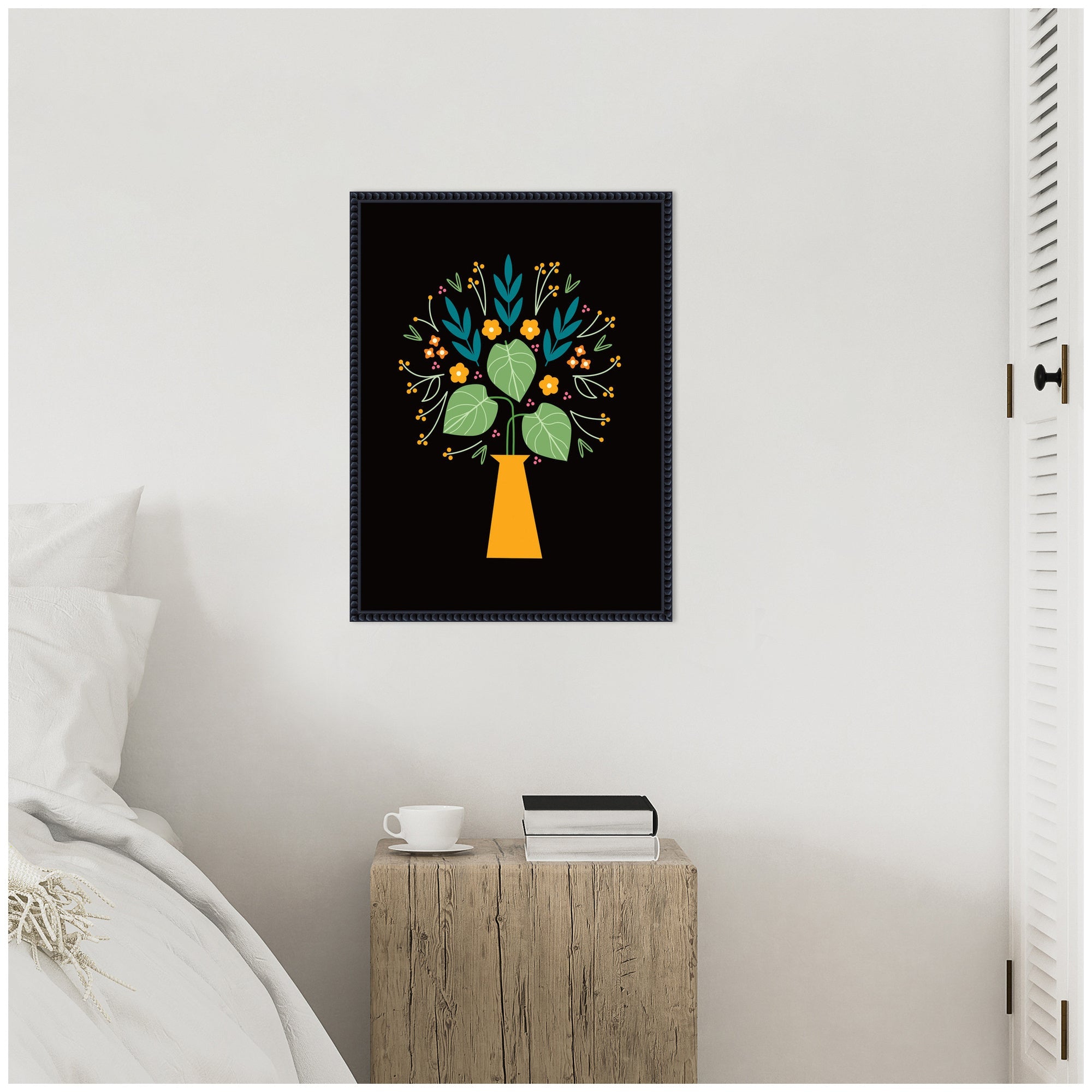 Sylvie Floral Yellow Vase Framed Canvas by Amber Leaders