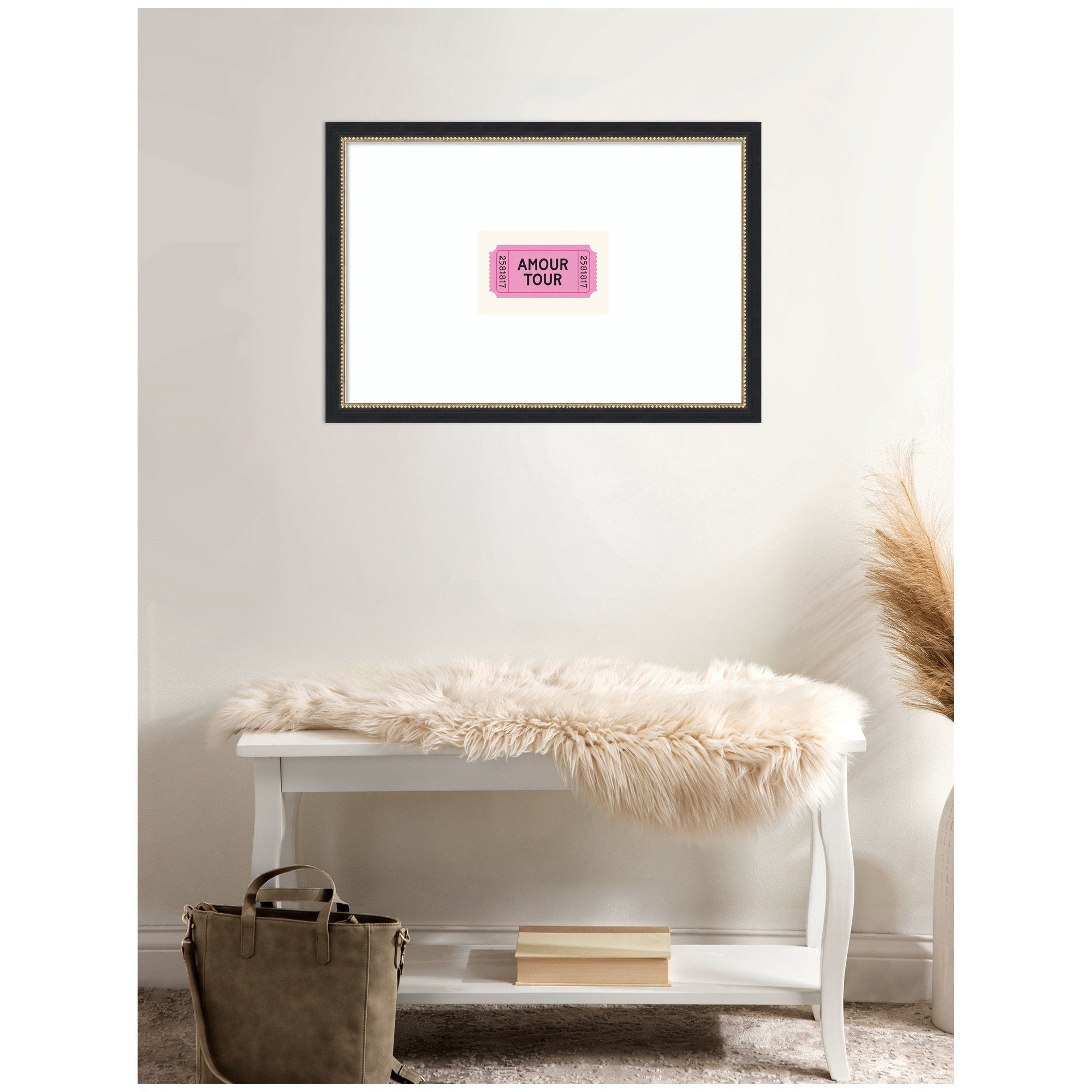 Pink Poster Retro Ticket Print, Amour Tour Dopamine Decor, Girly Wall Art, Trendy French Poster by Lucky Guava Framed Wall Art Print