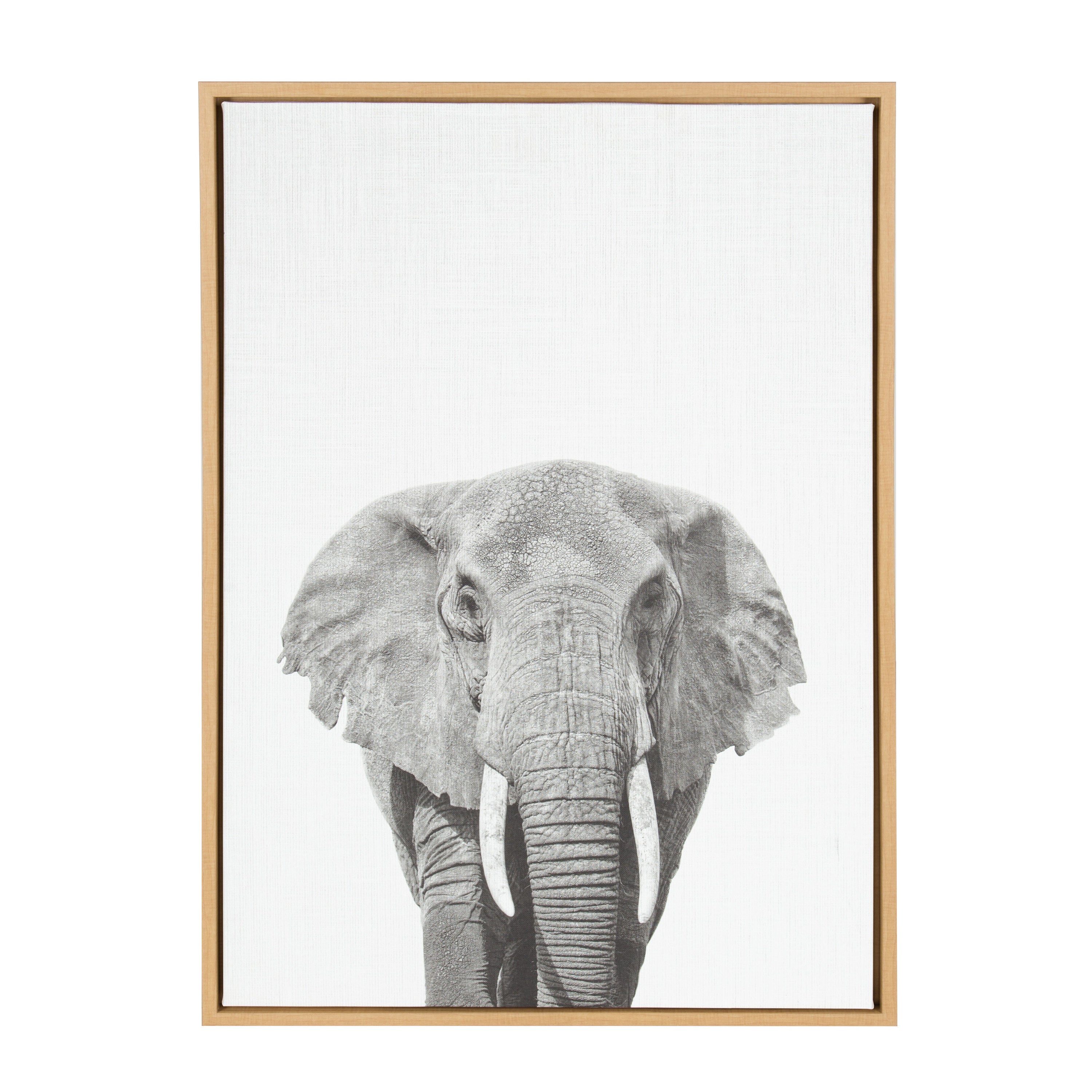 Sylvie Elephant framed canvas art by Simon Te showing an elephant with pastel colors in a modern polystyrene frame