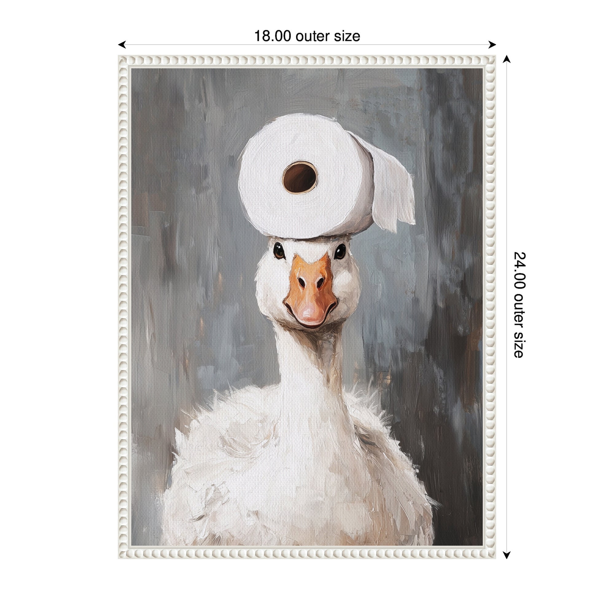Sylvie Toilet Paper Roll on Cute Goose Head Bathroom Art Framed Canvas