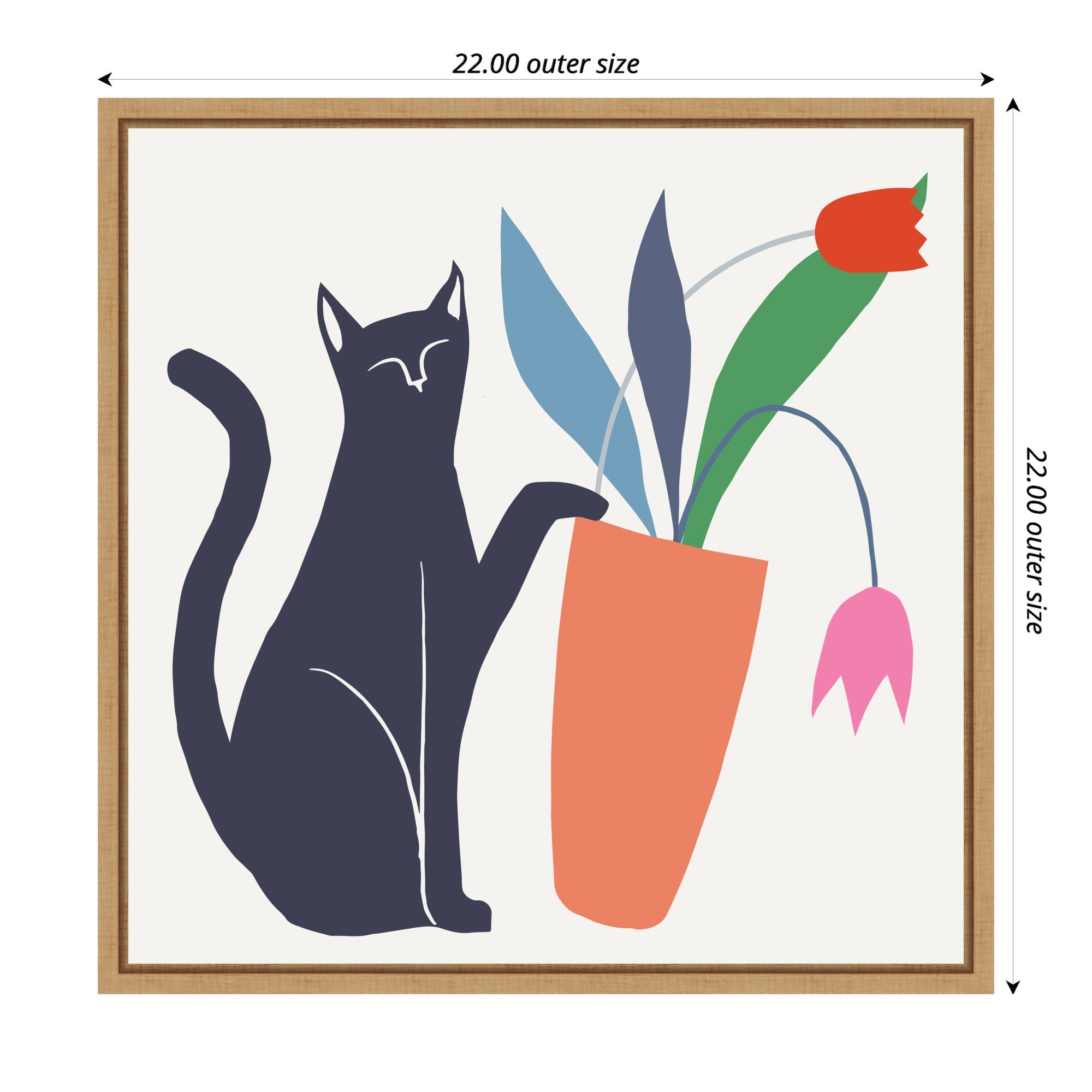Sylvie Cat Vase 6 Framed Canvas by Hannah Beisang