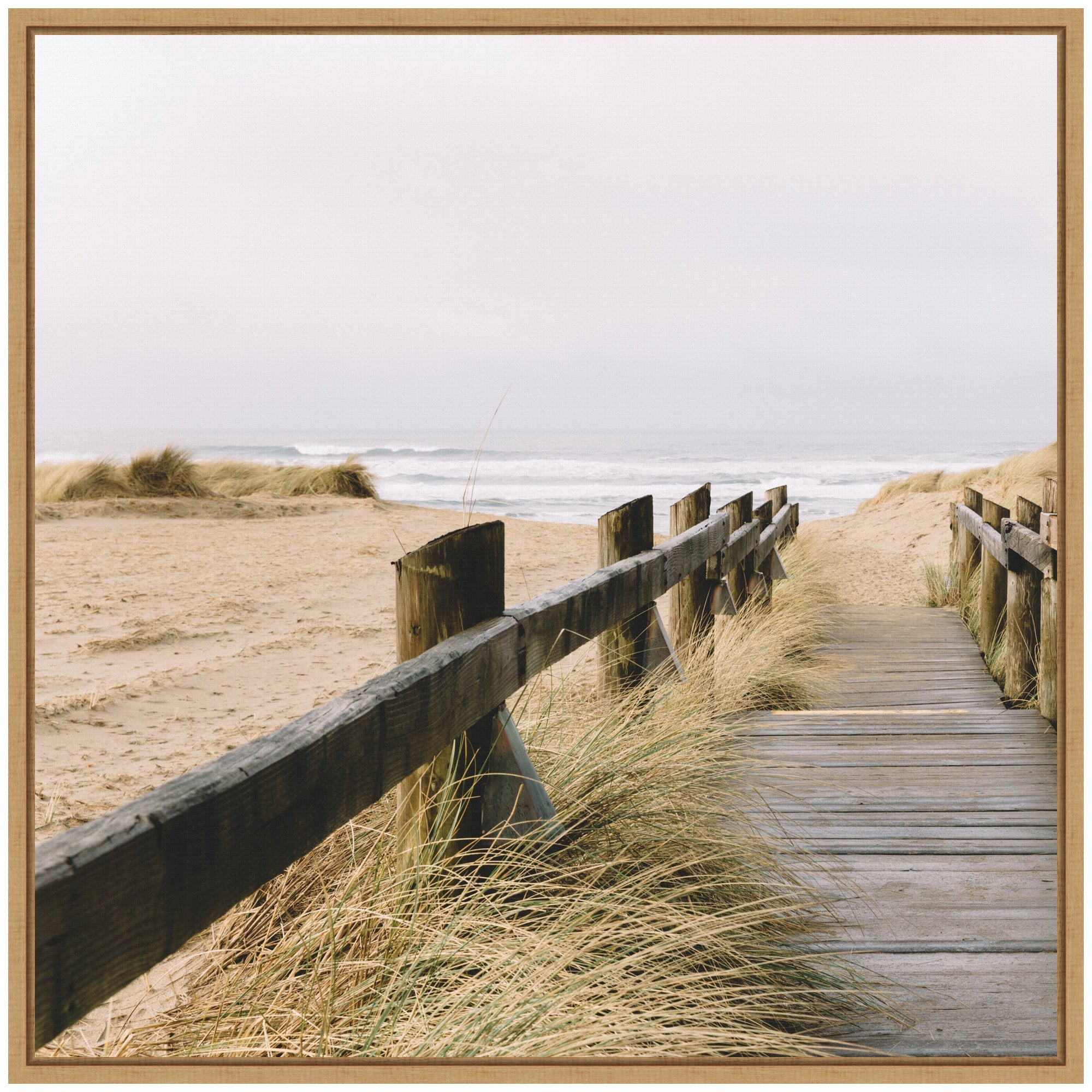Sylvie Coastal Beach Grass Boardwalk to the Ocean Framed Canvas by Patricia Hasz