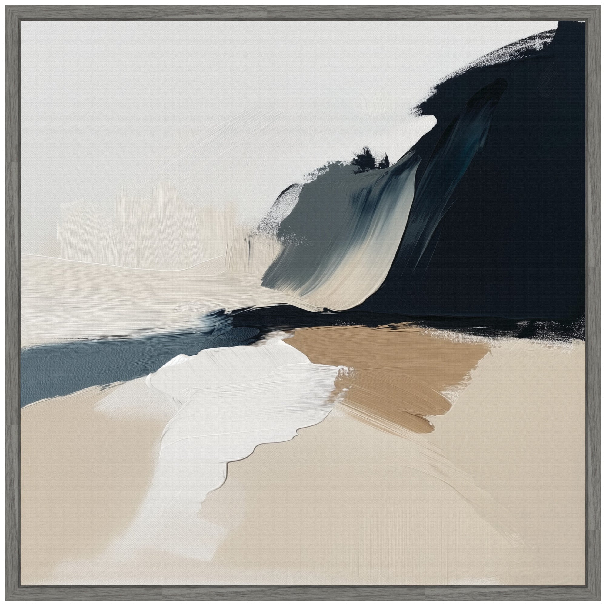 Sylvie Coastal Sand Modern Abstract Landscape II Framed Canvas