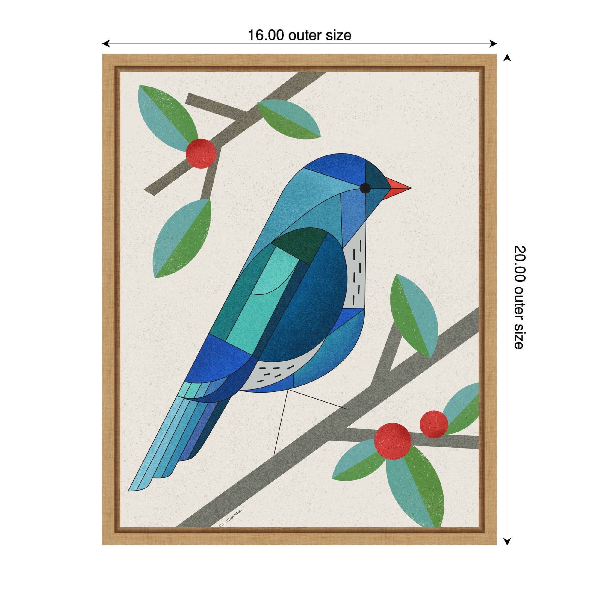 Sylvie MCM Bluebird Framed Canvas by Carey Copeland