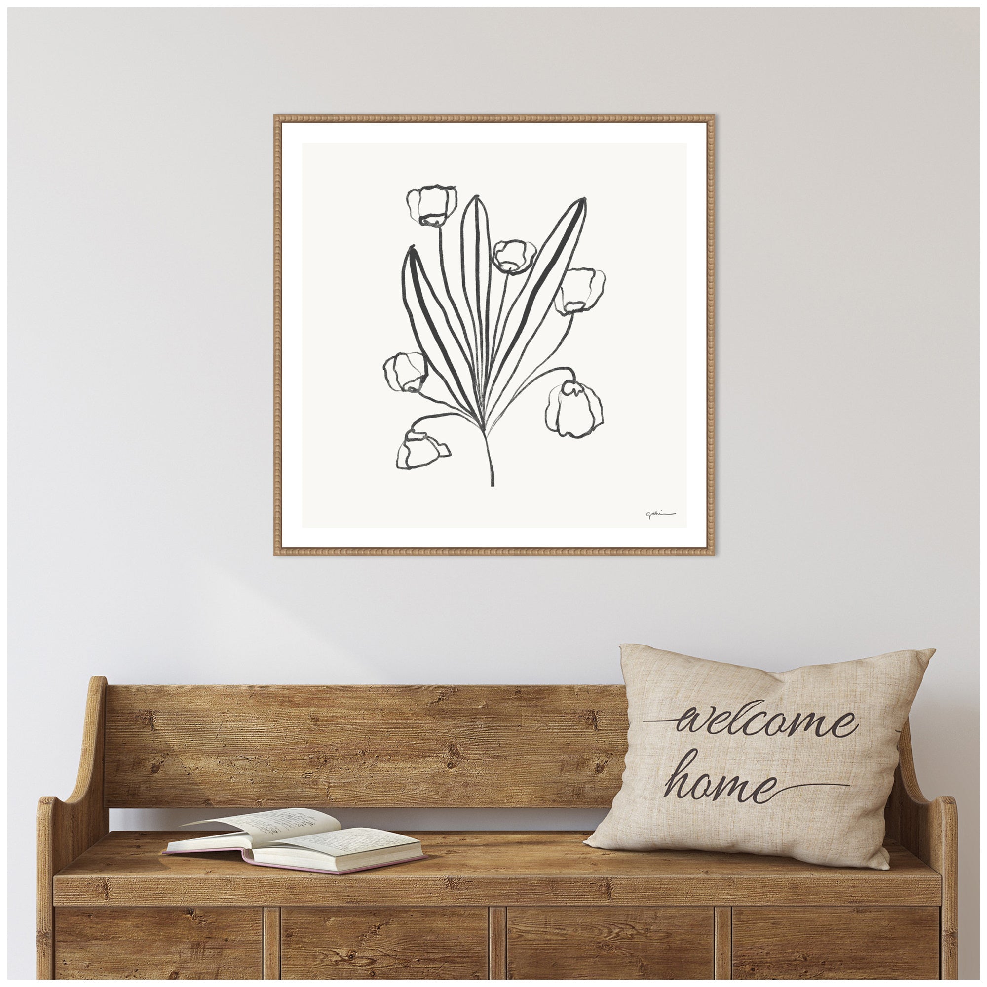 Floral Bouquet by Gabrielly Guedes Framed Canvas Wall Art Print