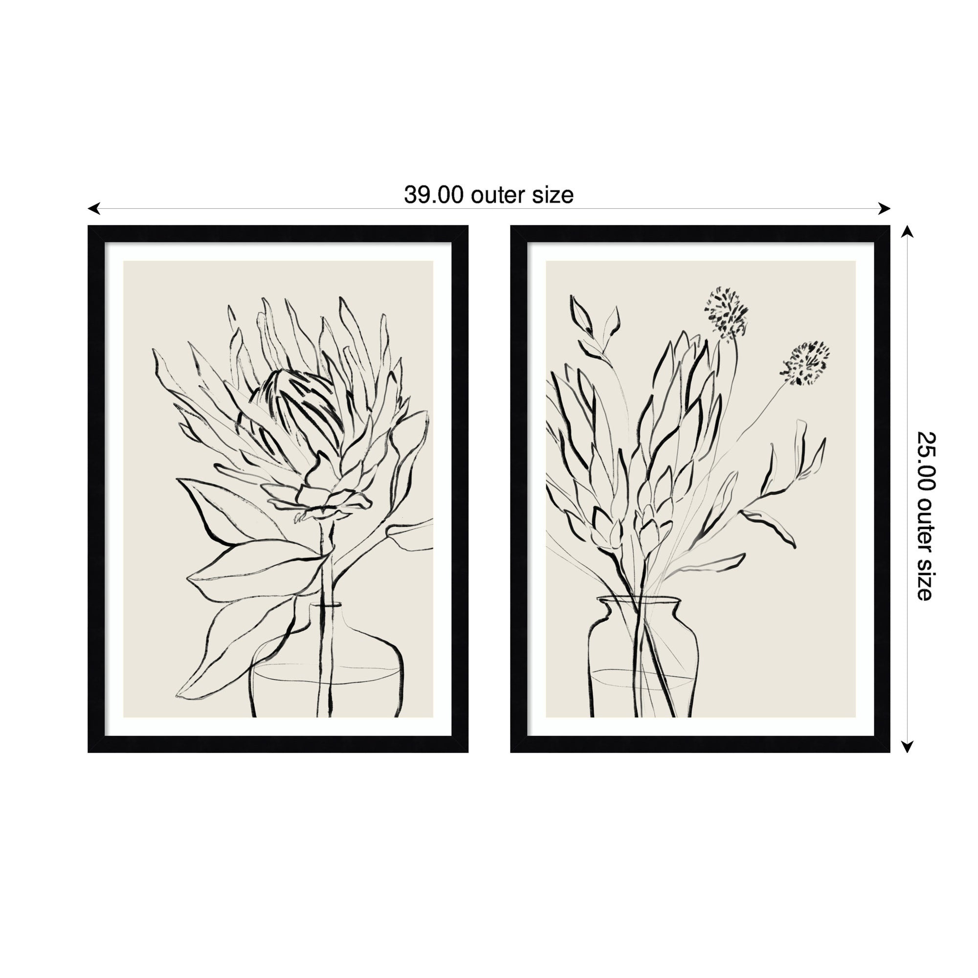 SB Protea Sketch No.
1 & No.
2 2 Piece Framed Wall Art Print Set by Sara Berrenson