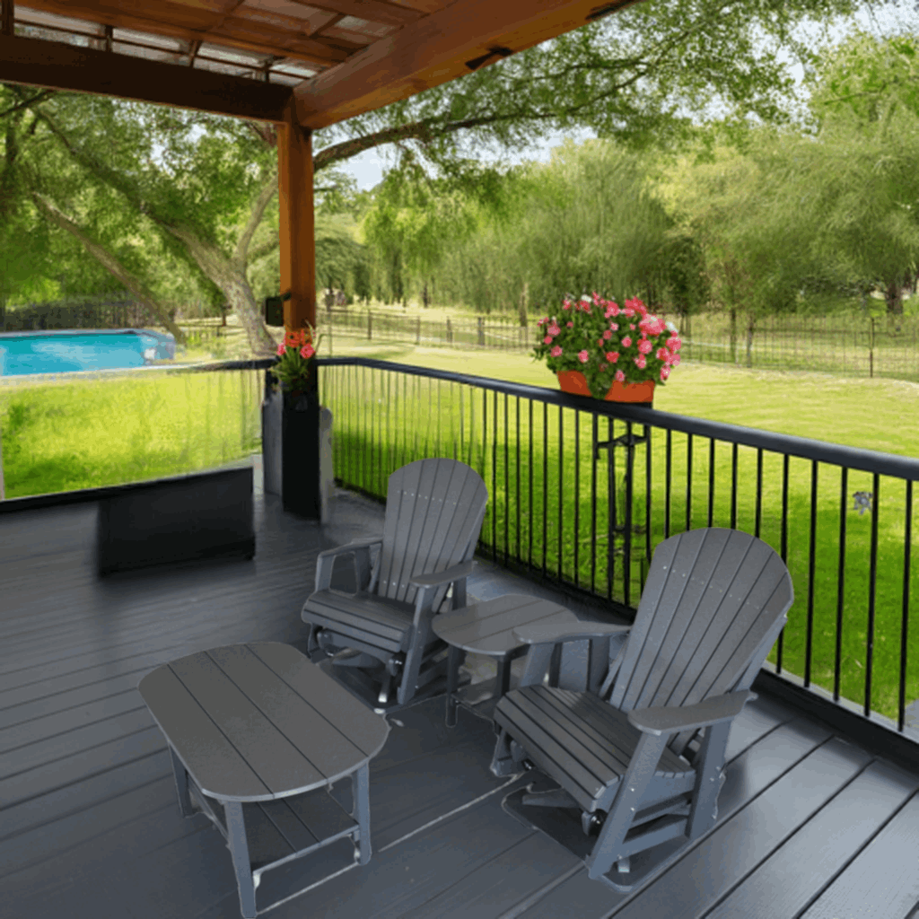 4 pc Glider Adirondack Chair and Table Set by Dutch Country Patio, LLC - product image 2 for Resin Society