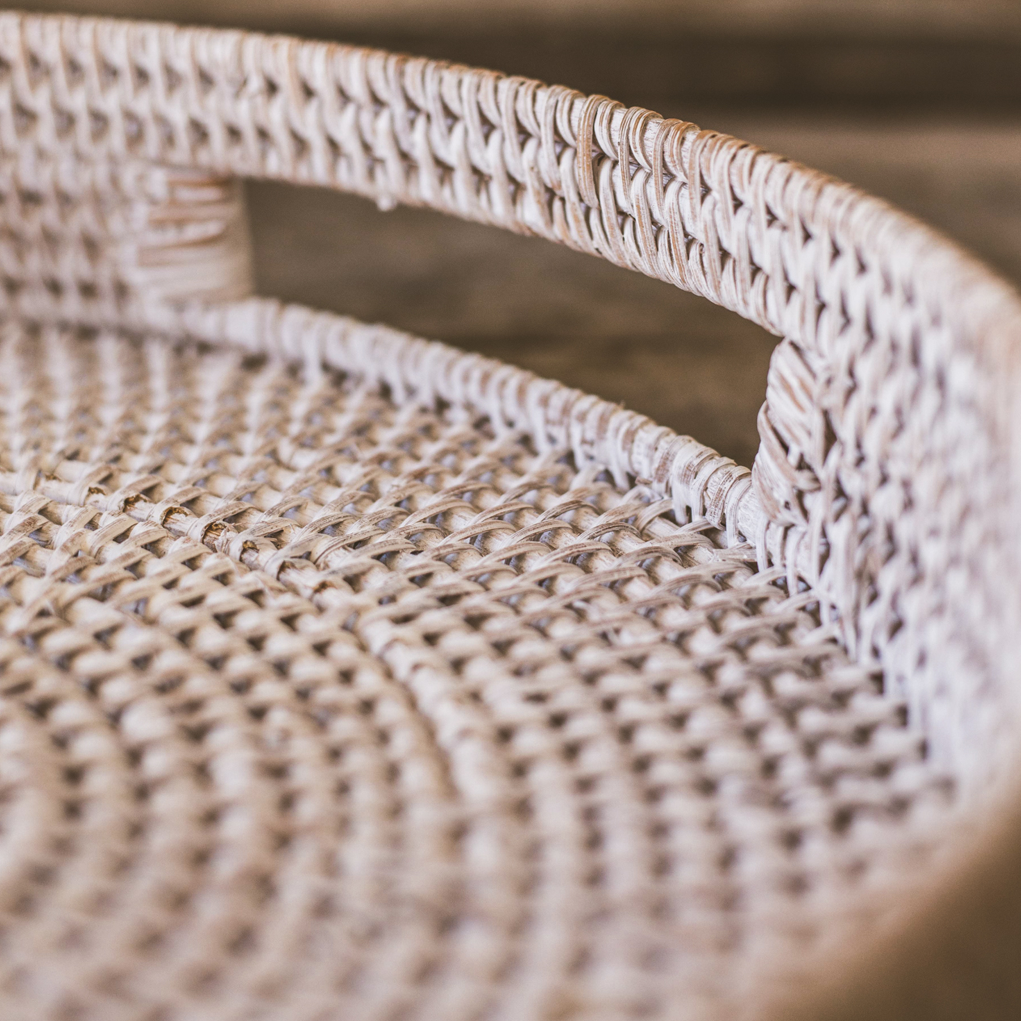 404 Round Rattan Tray — Decorative White Woven Tray by Porto Boutique - product image 5 for Resin Society