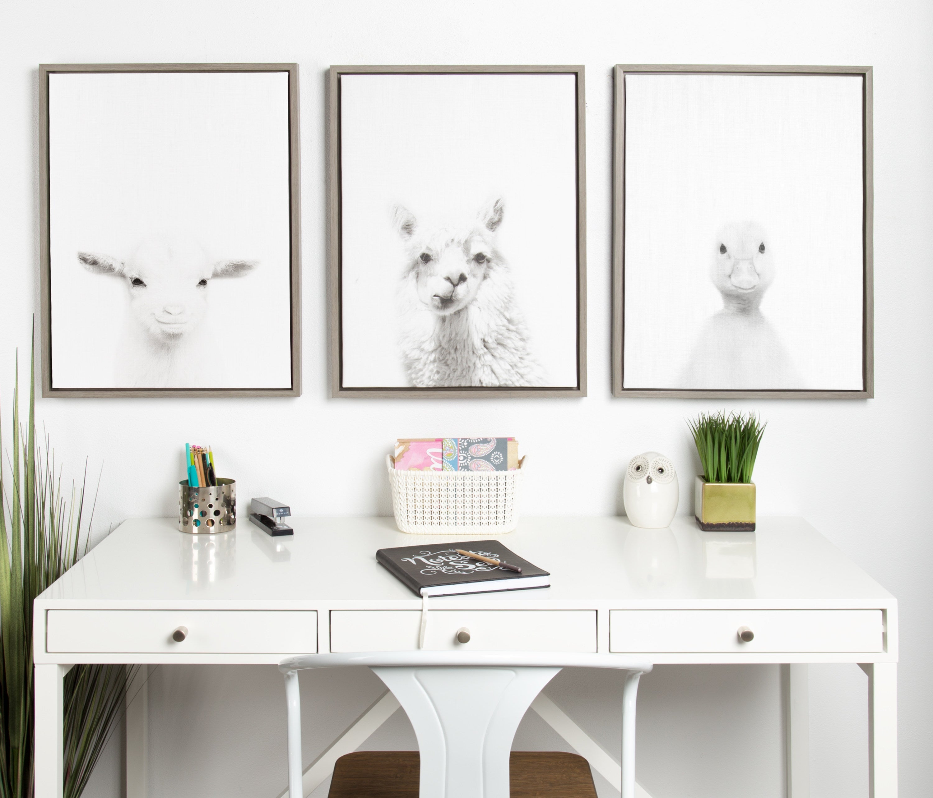 Sylvie Alpaca Framed Canvas by Simon Te of Tai Prints