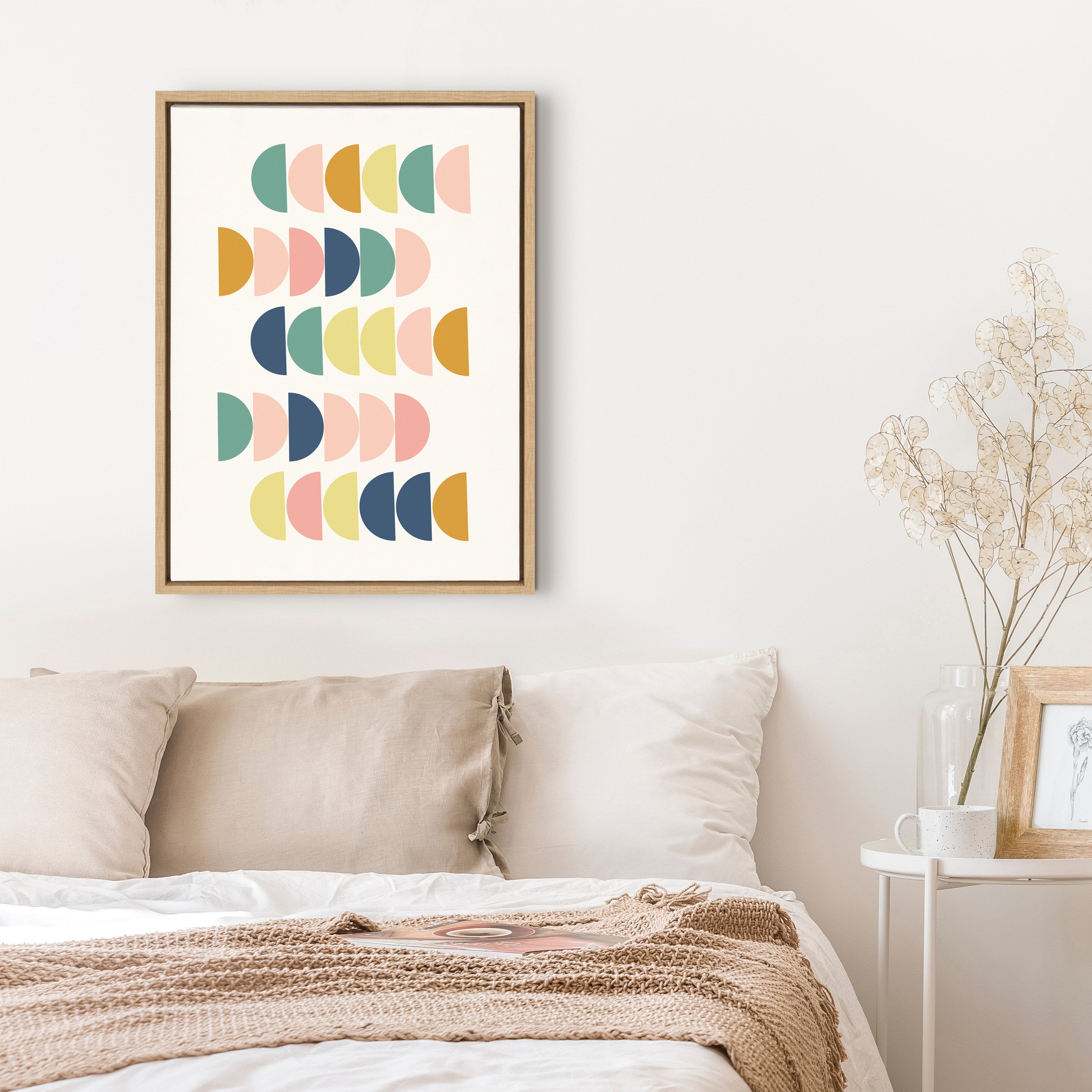 Sylvie Simple Shapes in Soft Colors Framed Canvas