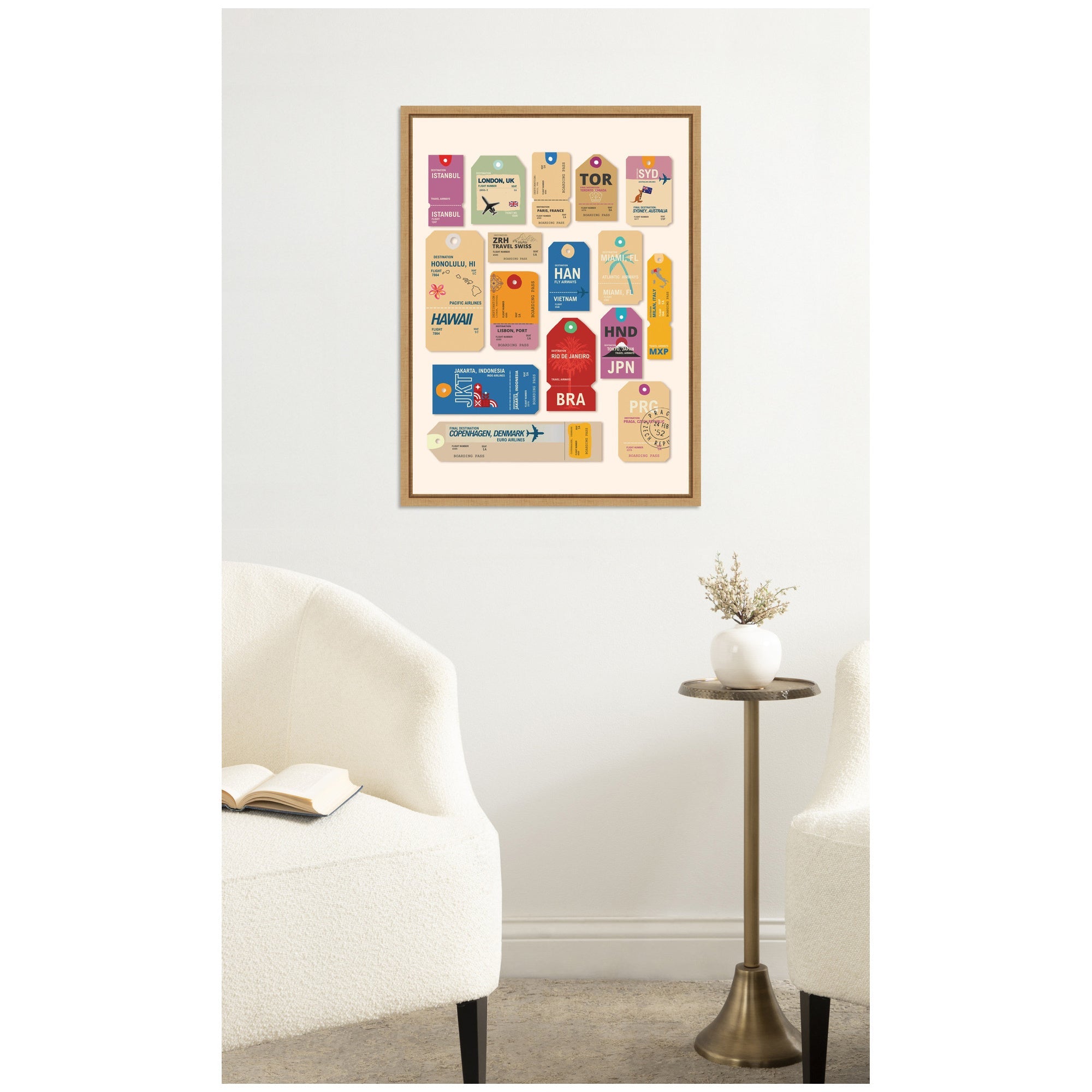 Travel Tags by Honey Island Studio Framed Canvas Wall Art Print