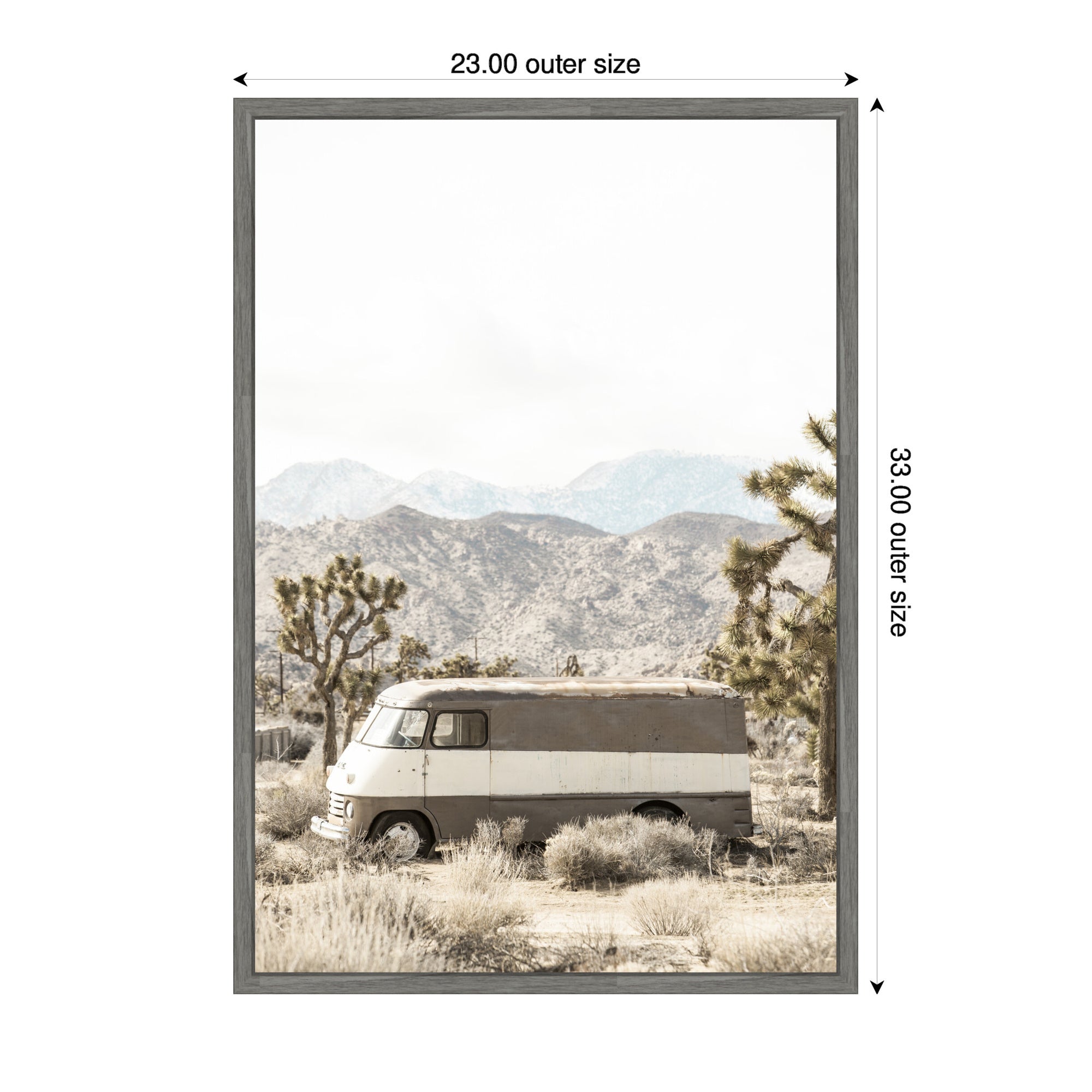 Sylvie Rustic Desert Vintage Van in Joshua Tree Framed Canvas by Saint and Sailor Studios