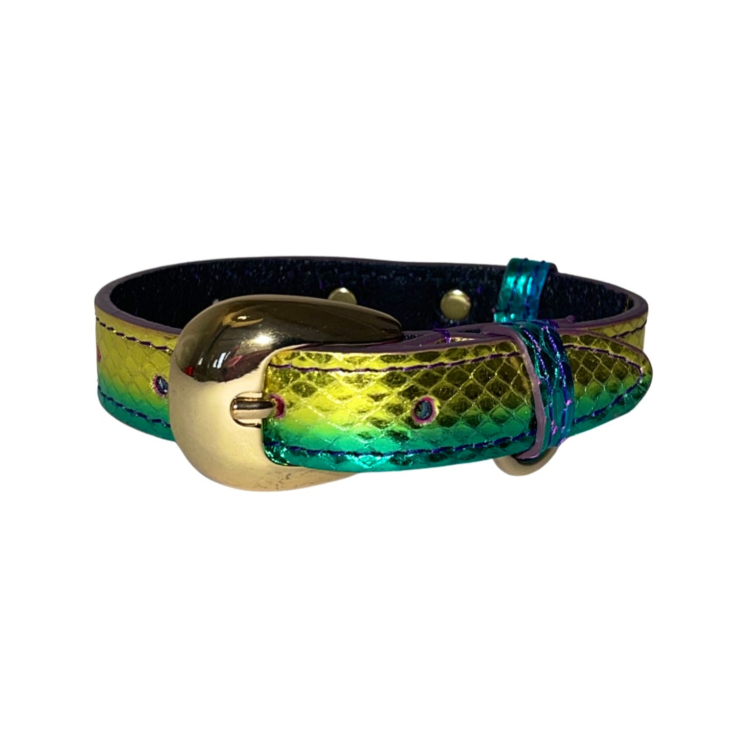 XS/S 7”-14” Yellow/Green/Red Custom Snake Collar/Custom Gold Italian