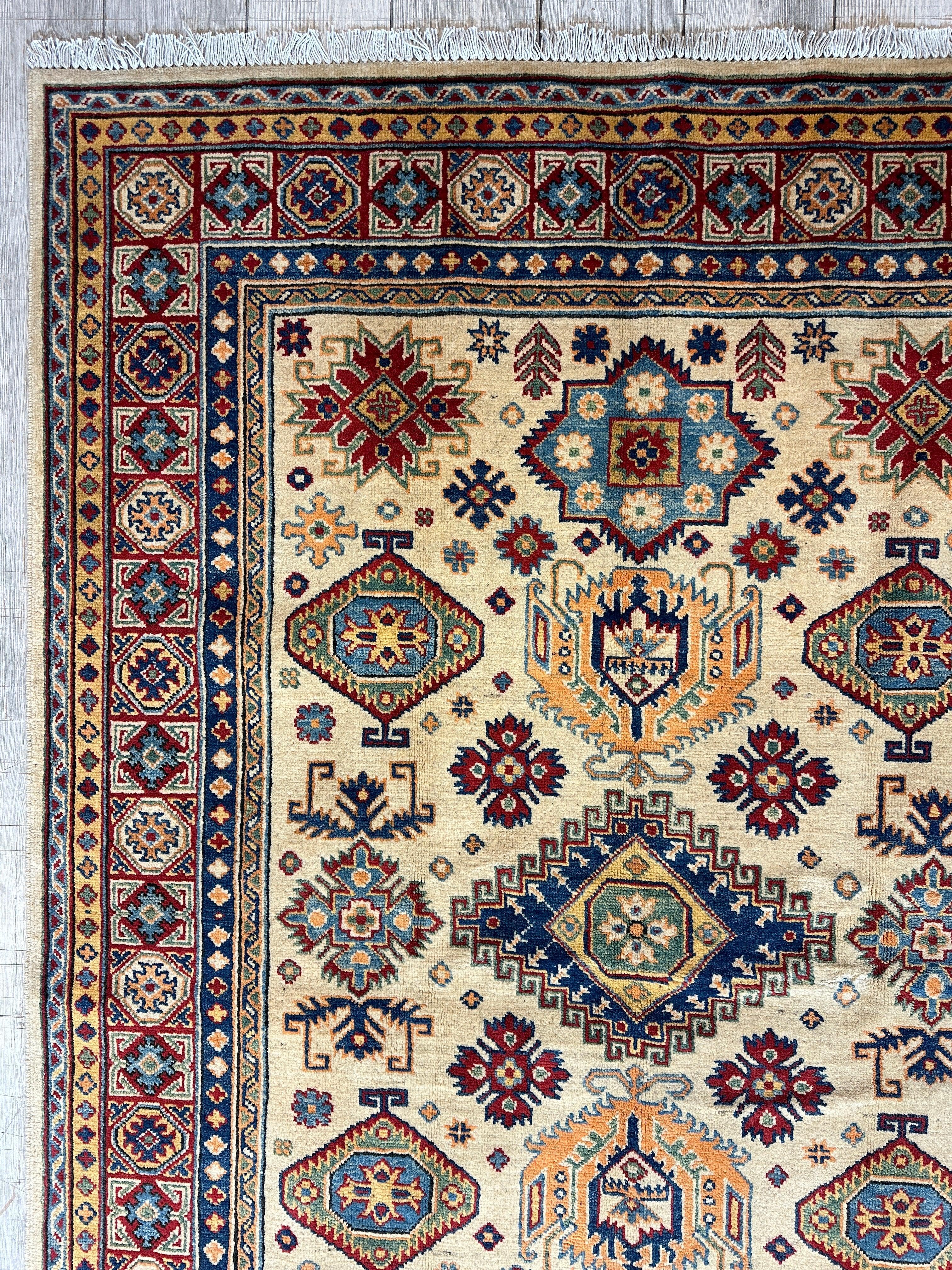 Fine Hand Knotted Afghani Super Kazak Rug 5 x 7 by Rugistan - product image 6 for Resin Society