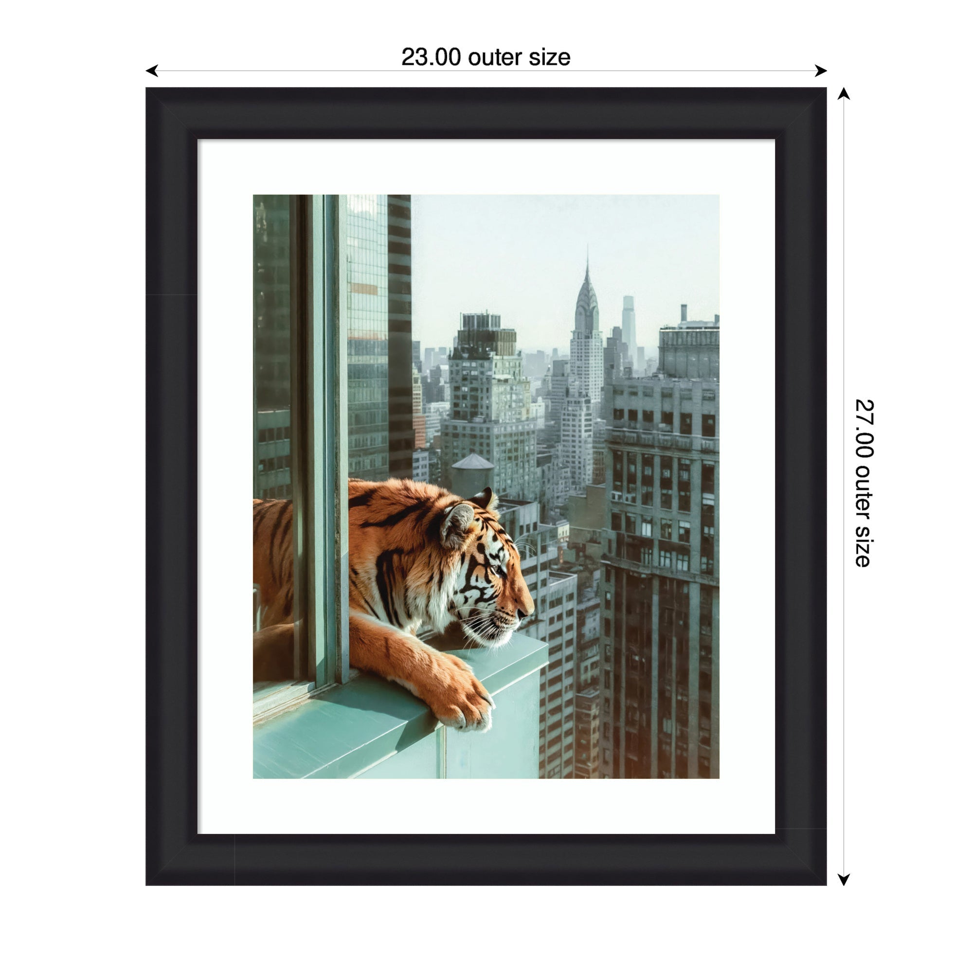 Framed Art Urban Tiger Overlooking Manhattan by Michael Schauer