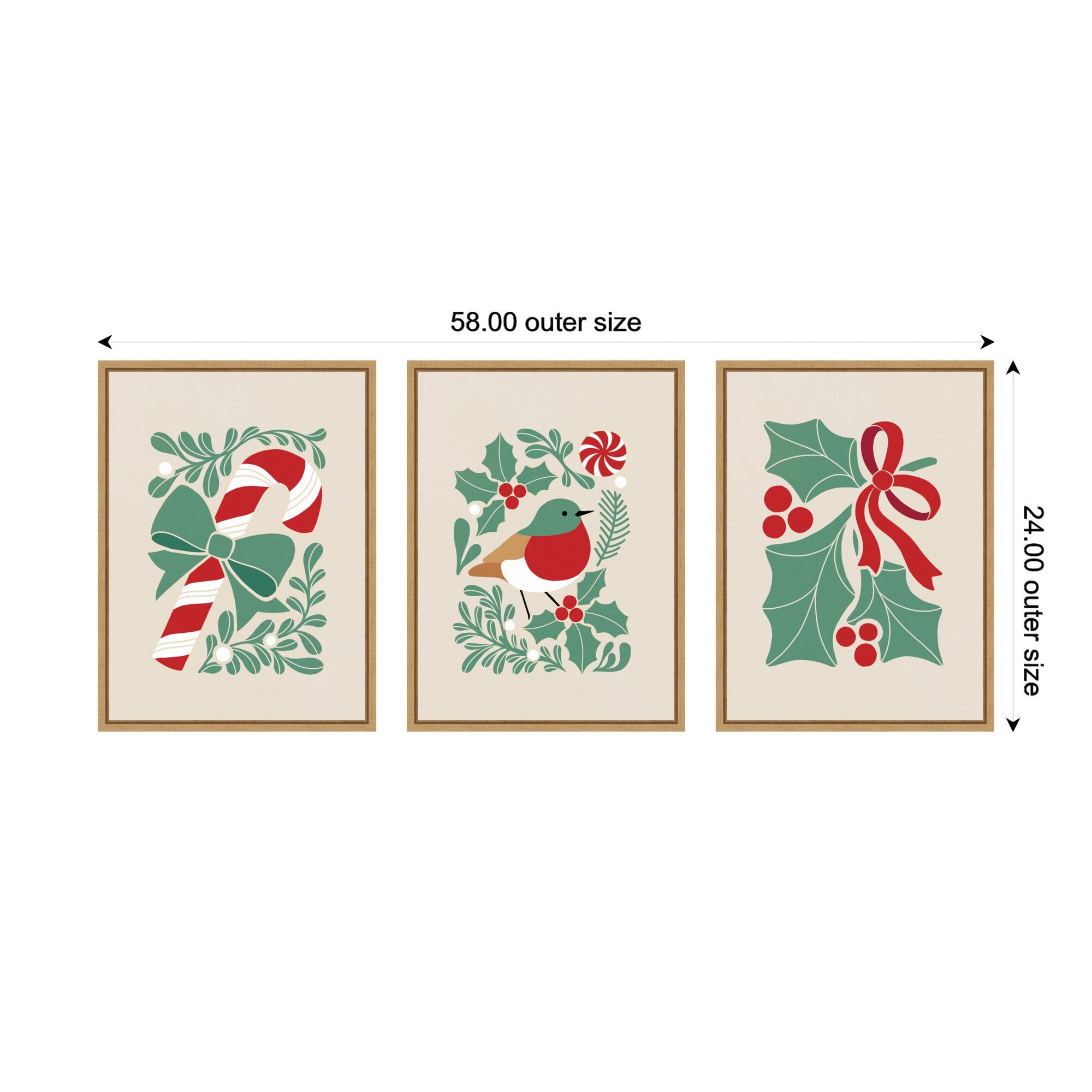 Sylvie Christmas Icons - 3 Piece Framed Canvas Art Set by Dominique Vari