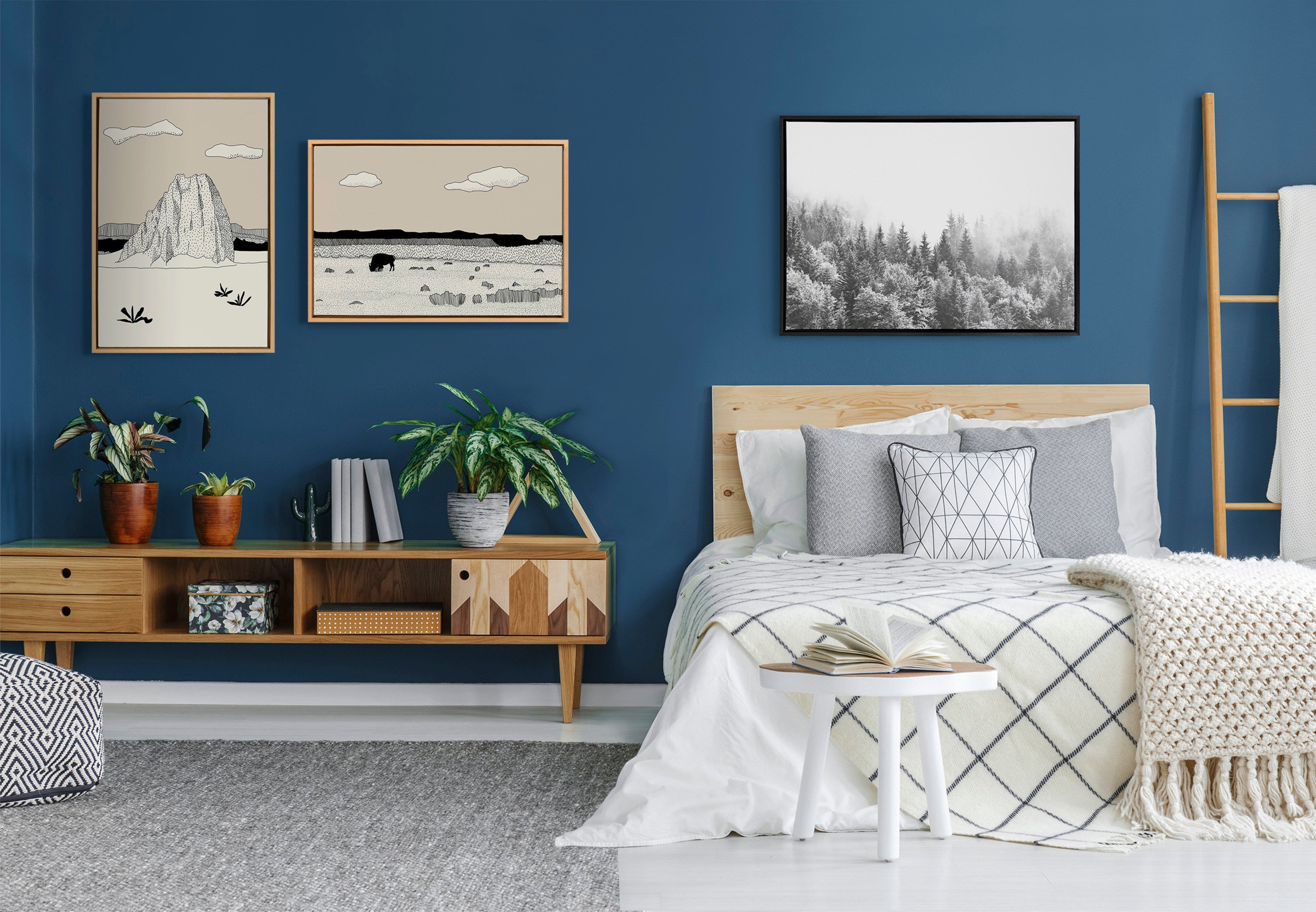 Sylvie Forest On A Foggy Day BW Framed Canvas by kateandlaurel - product image 10 for Resin Society