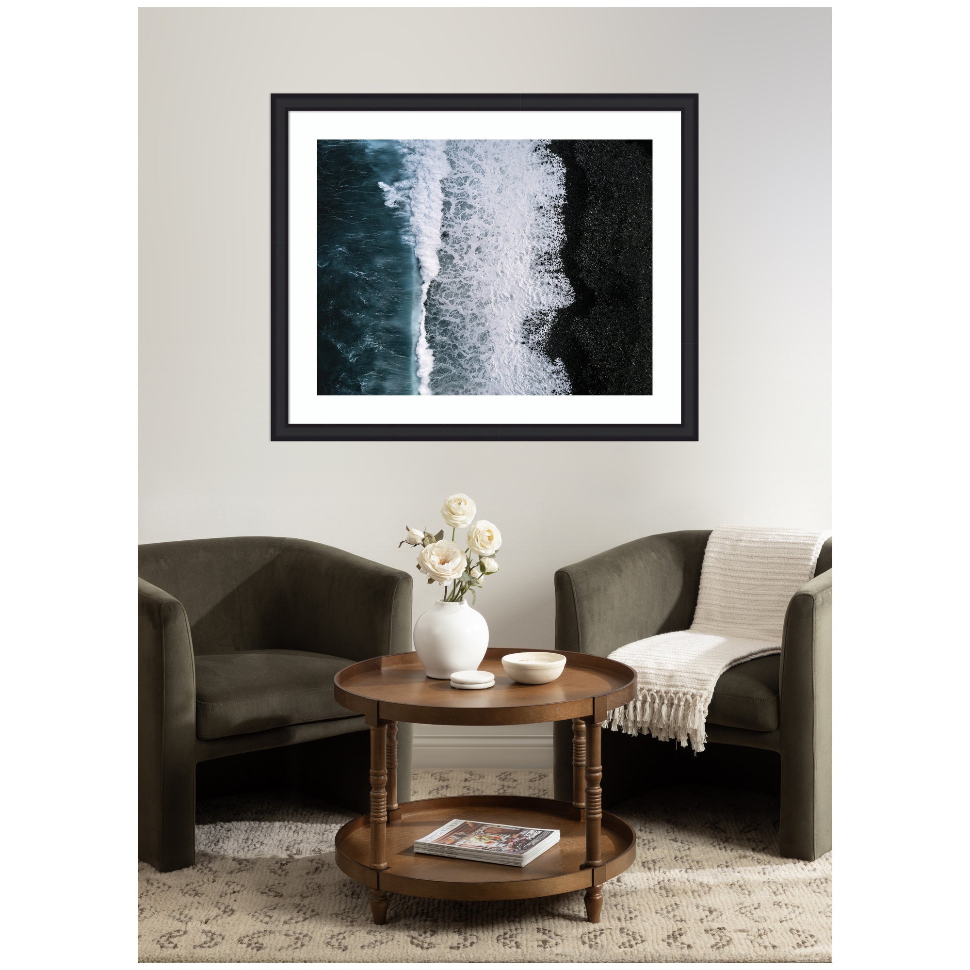 Framed Art Ocean Waves on the Black Beach in Iceland by Michael Schauer