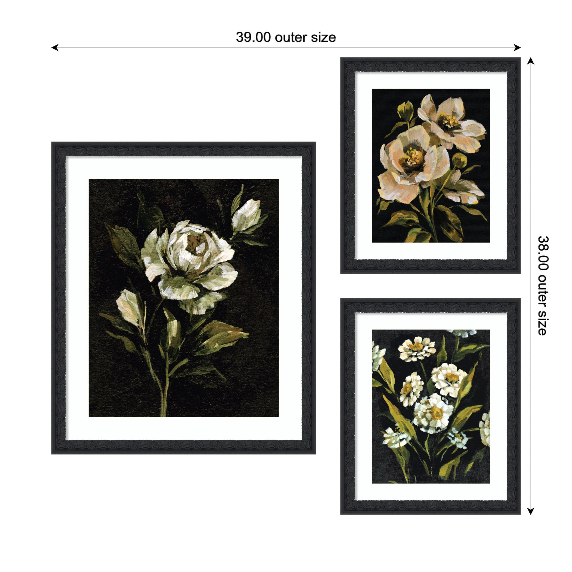 Moody Whites Floral No.
2 3 Piece Framed Wall Art Print Set by Annie Quigley