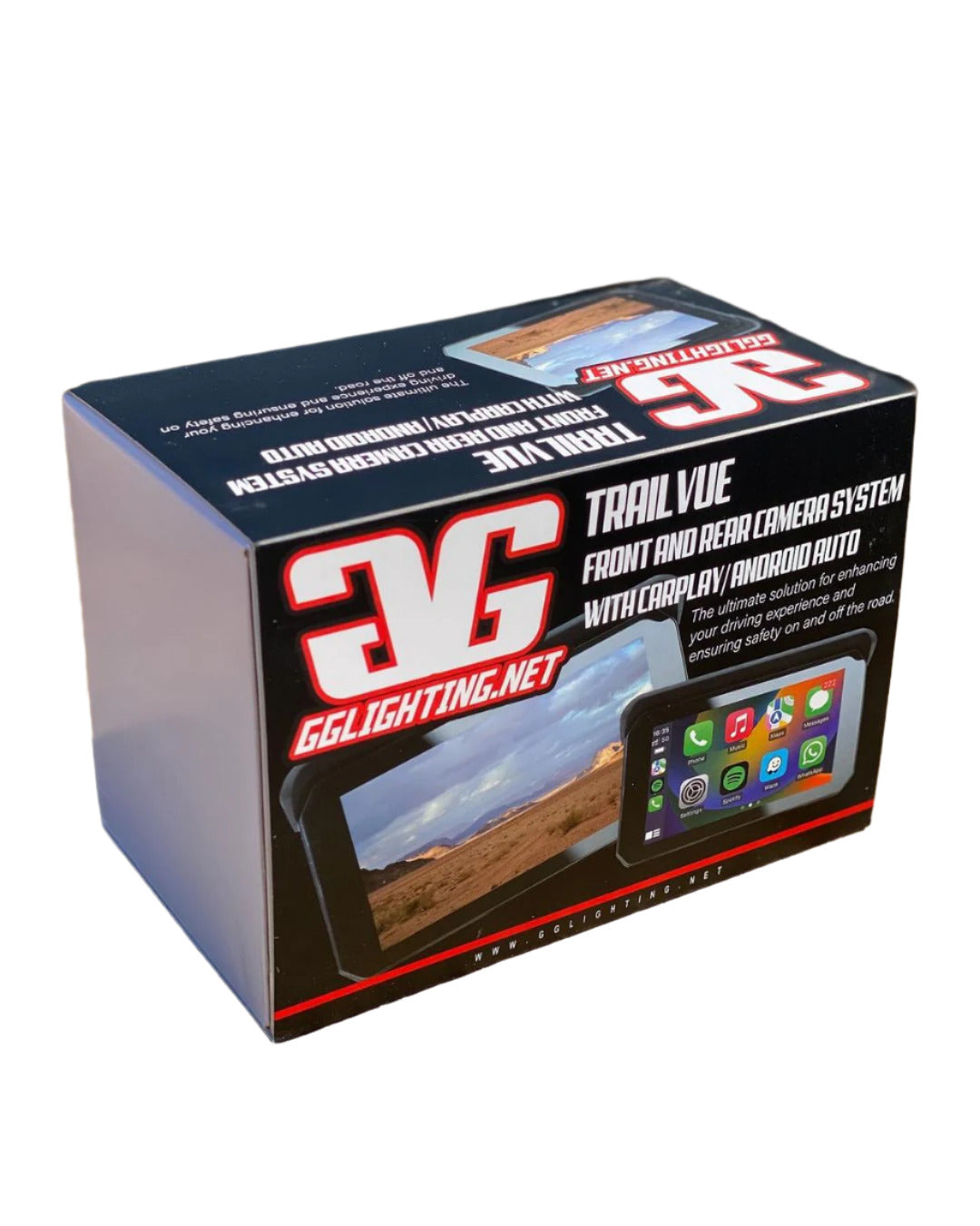 TrailVue front and rear camera system with four 8ft cables displayed