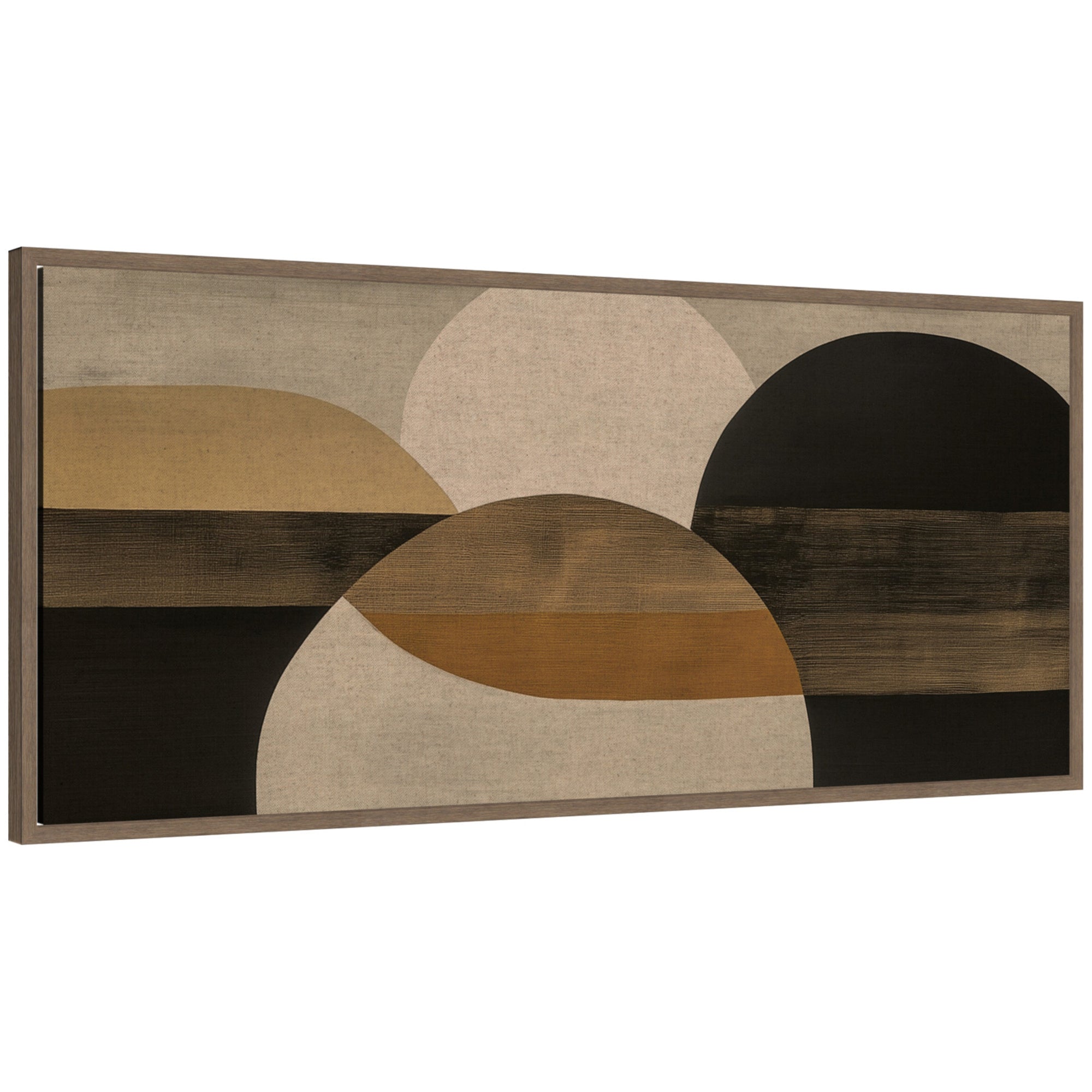 Neutral Rich Tonal Abstract II framed canvas wall art print featuring abstract brown tones in Sylvie frame