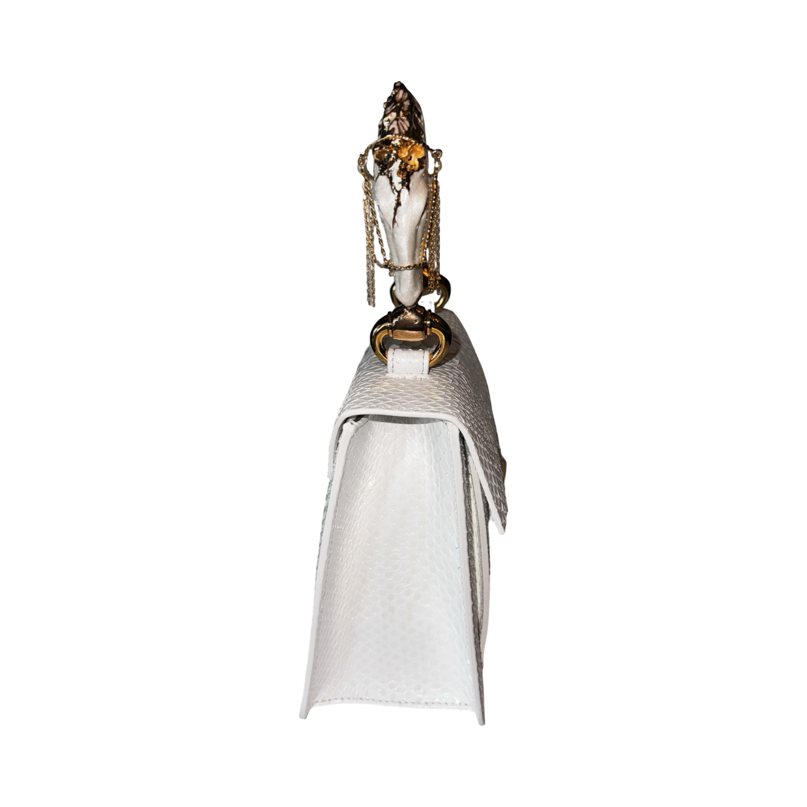 Cosmo Horse Handle Handbag In Iridescent White Python by Allysa Payne Beverly Hills - product image 5 for Resin Society