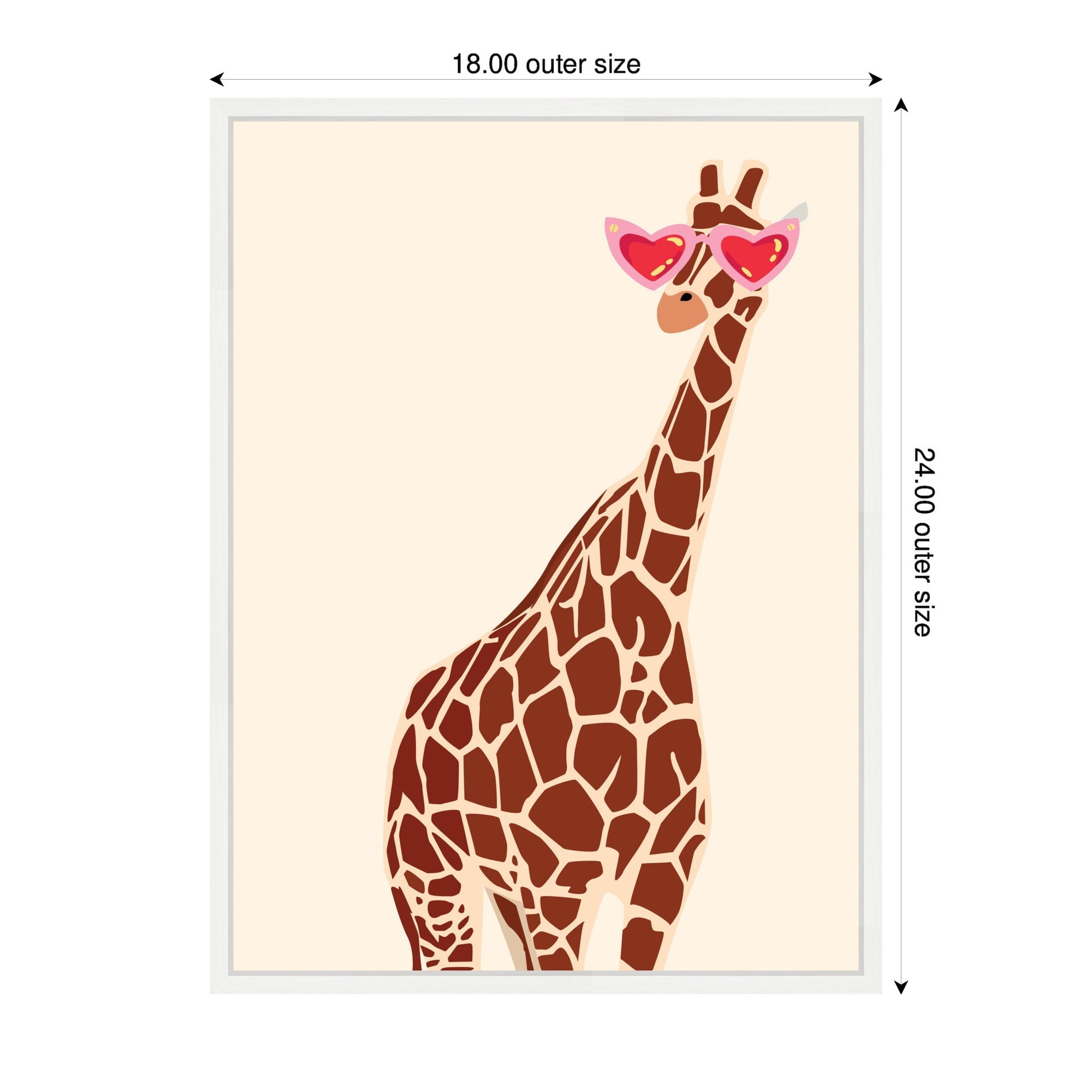 Sylvie Giraffe in Preppy Cute Heart Sunglasses Framed Canvas by Honey Island Studio