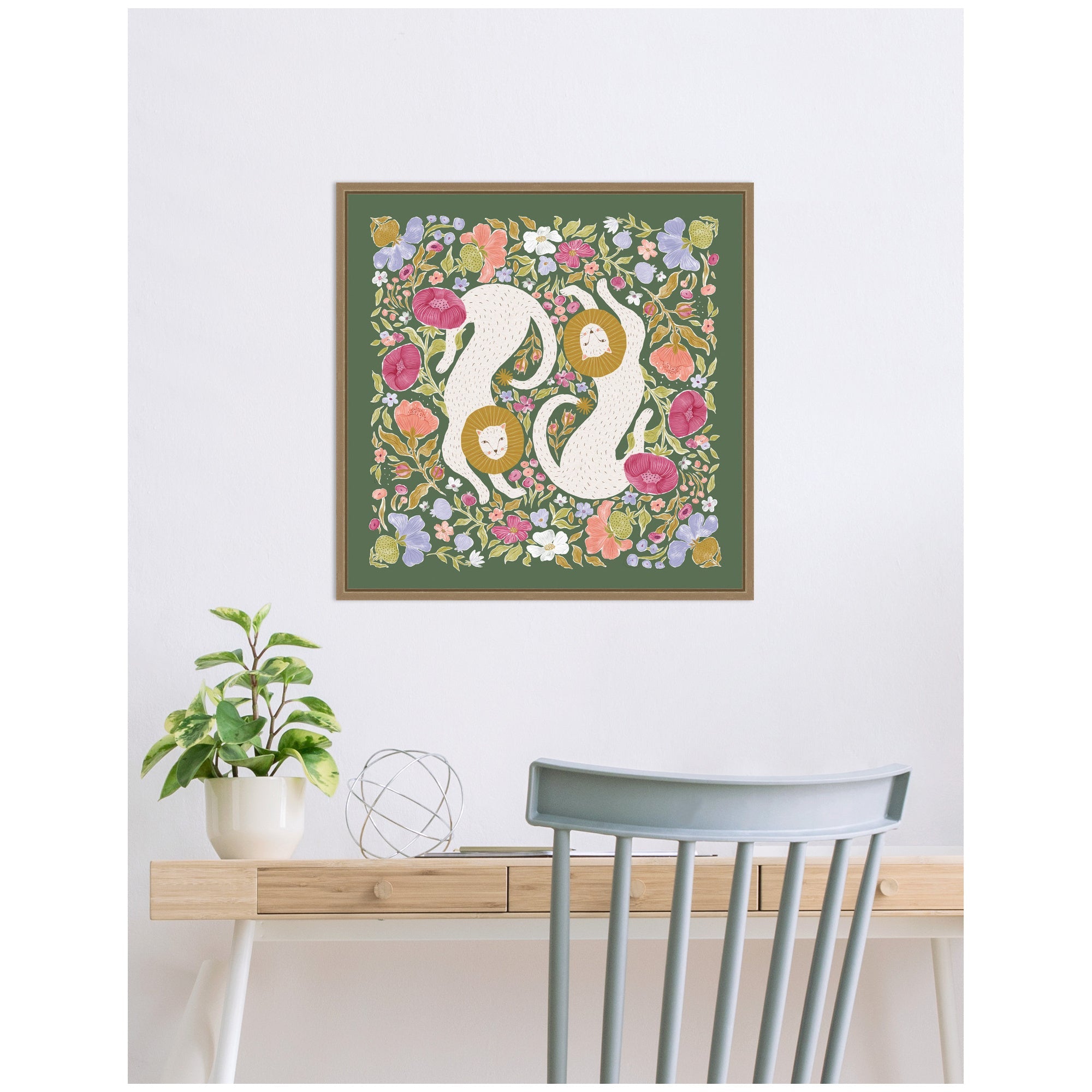 JL Lions Menagerie by Jill Labieniec Framed Canvas Wall Art Print