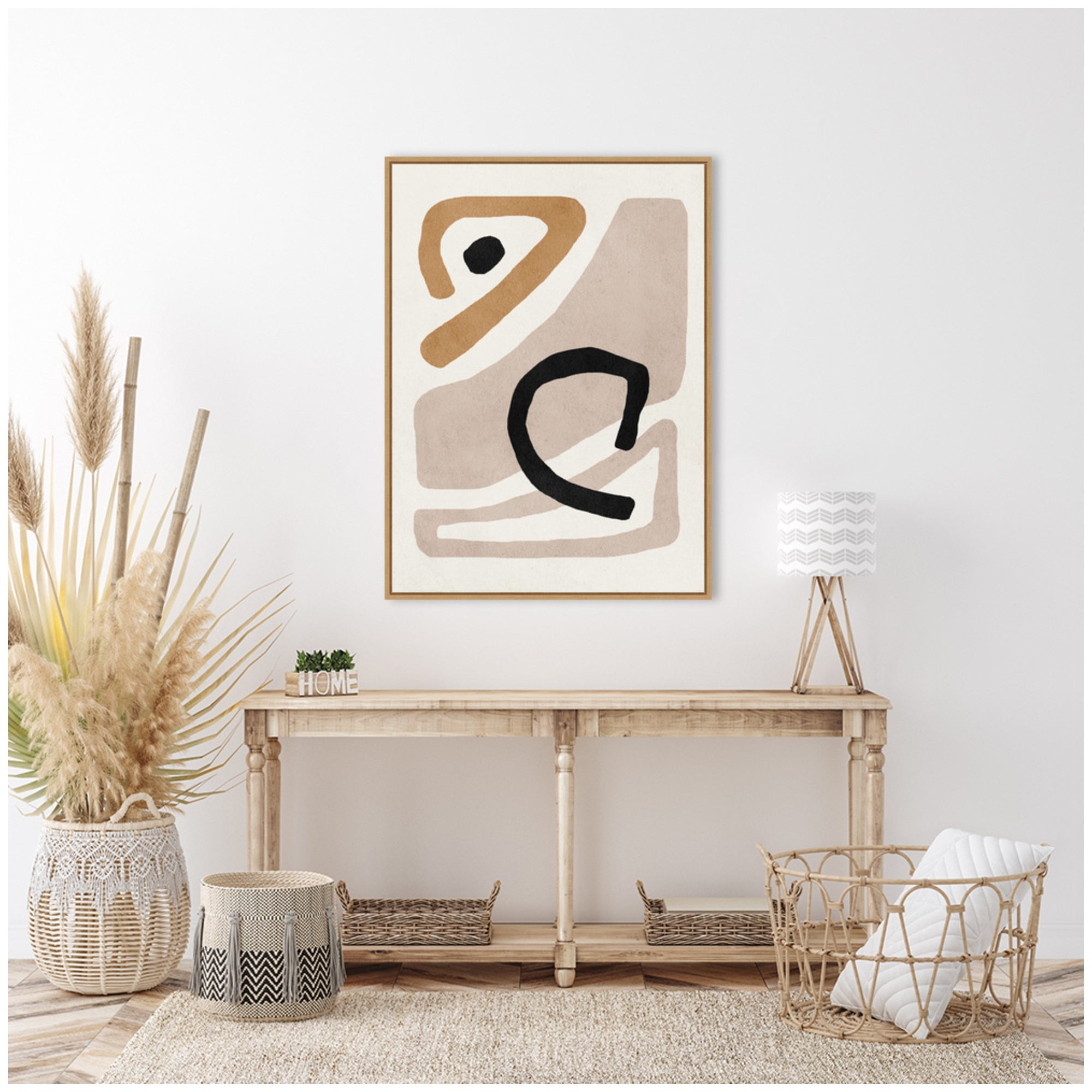 Sylvie Neutral Abstract 1 Minimal Modern Art Framed Canvas by July Art Prints