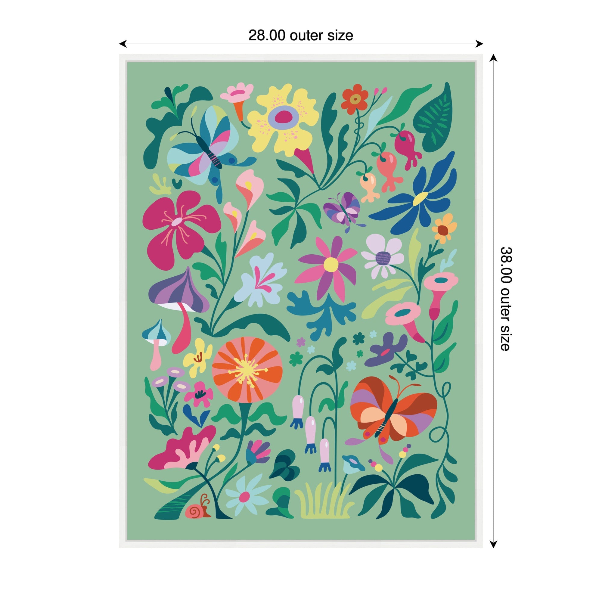 Sylvie Wild flowers and Butterflies Framed Canvas by Rachel Lee
