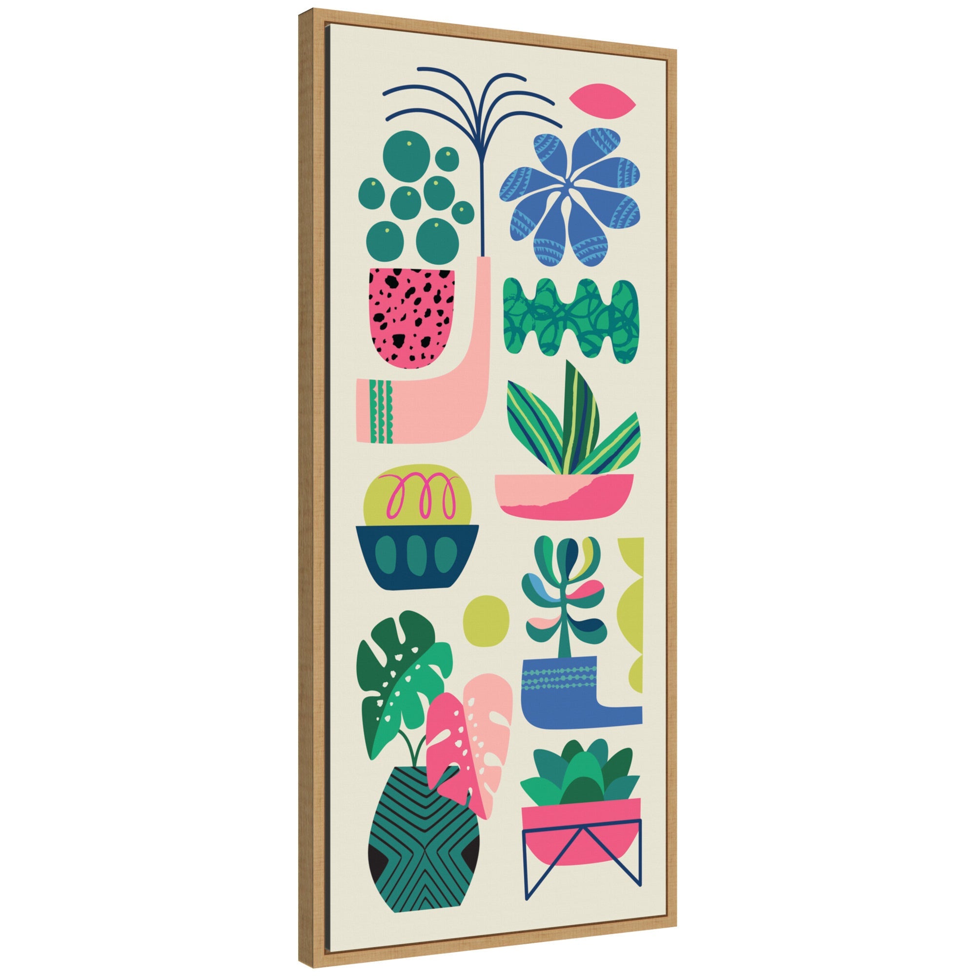 Sylvie Retro Bright Floral and Succulent Tall Narrow Framed Canvas by Rachel Lee by kateandlaurel