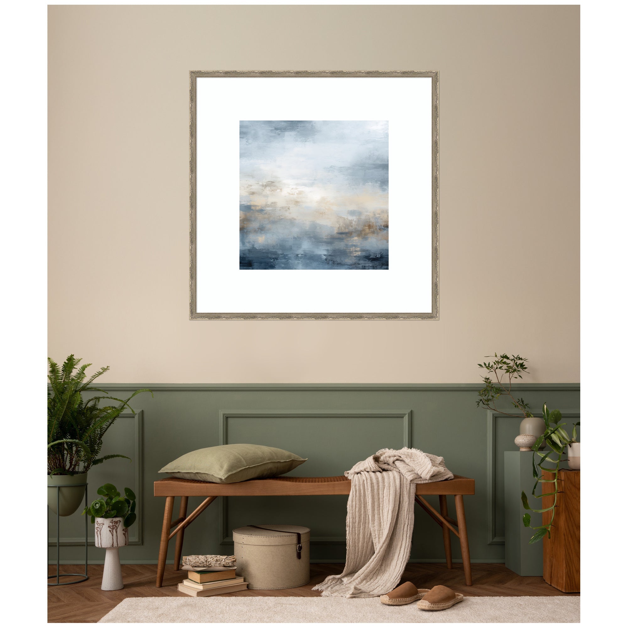 Tonal Abstract Oceanic Nautical Serenity Blue by The Creative Bunch Studio Framed Wall Art Print