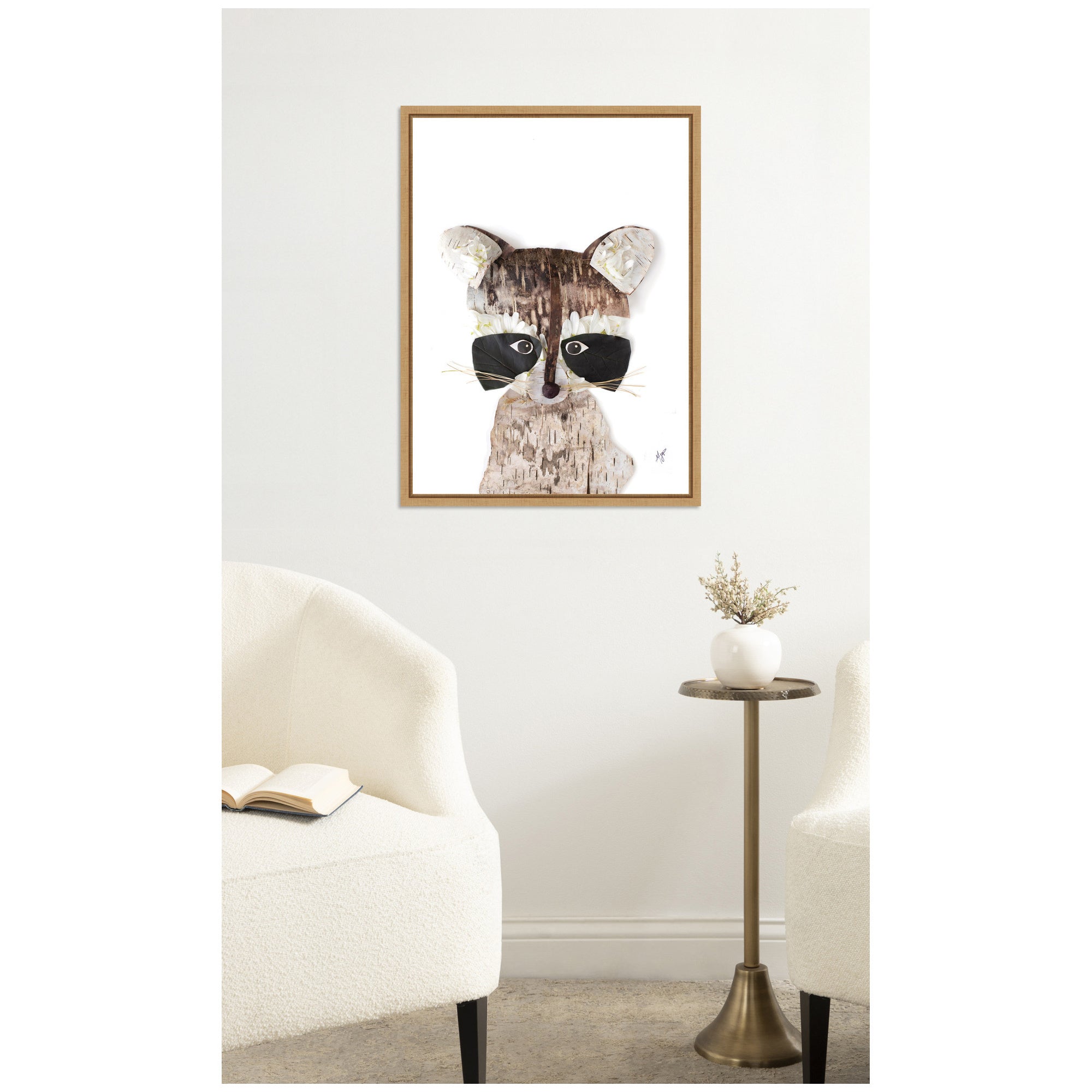 Raccoon by Madeline Jeppesen Framed Canvas Wall Art Print