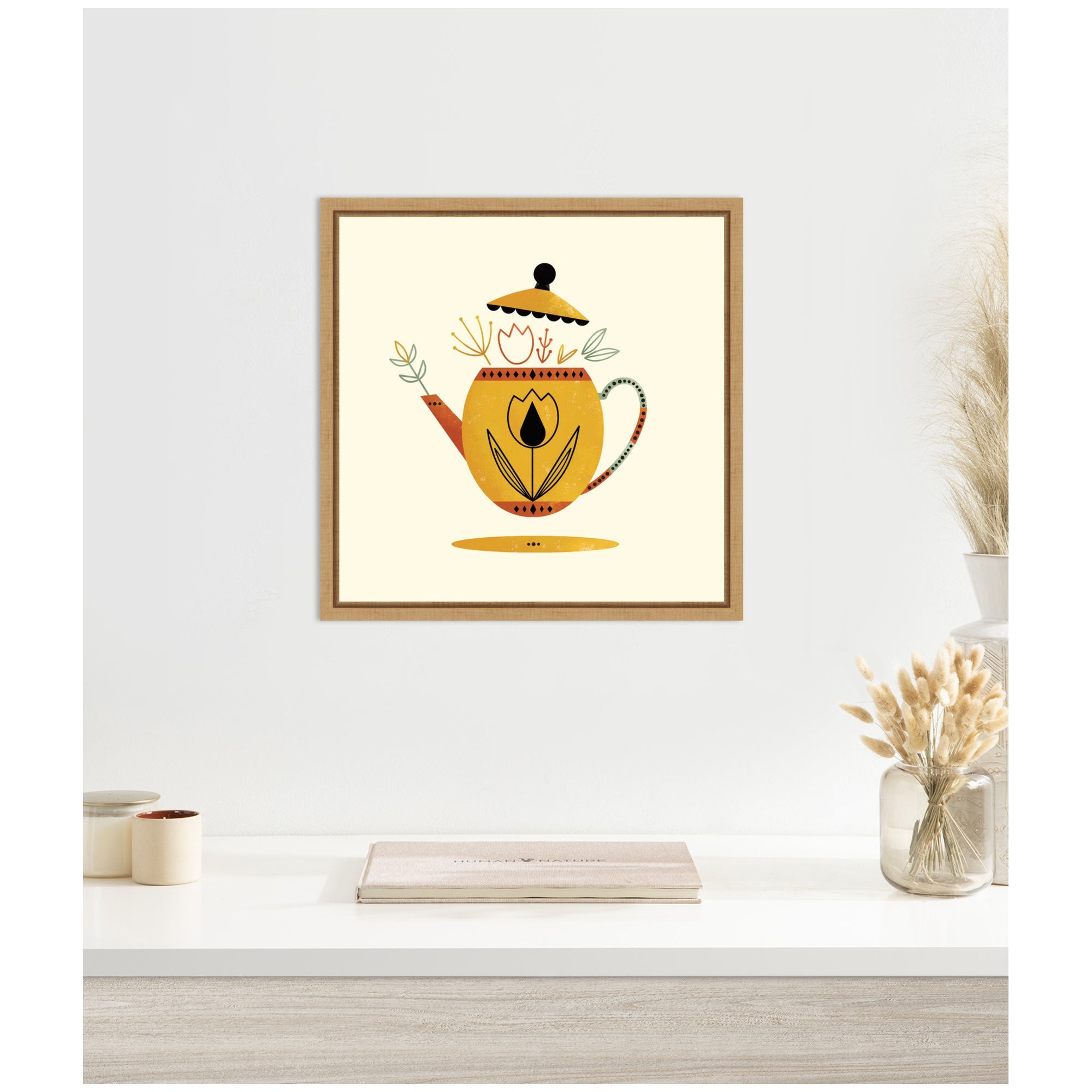 Sylvie Yellow Kettle Framed Canvas by Amber Leaders