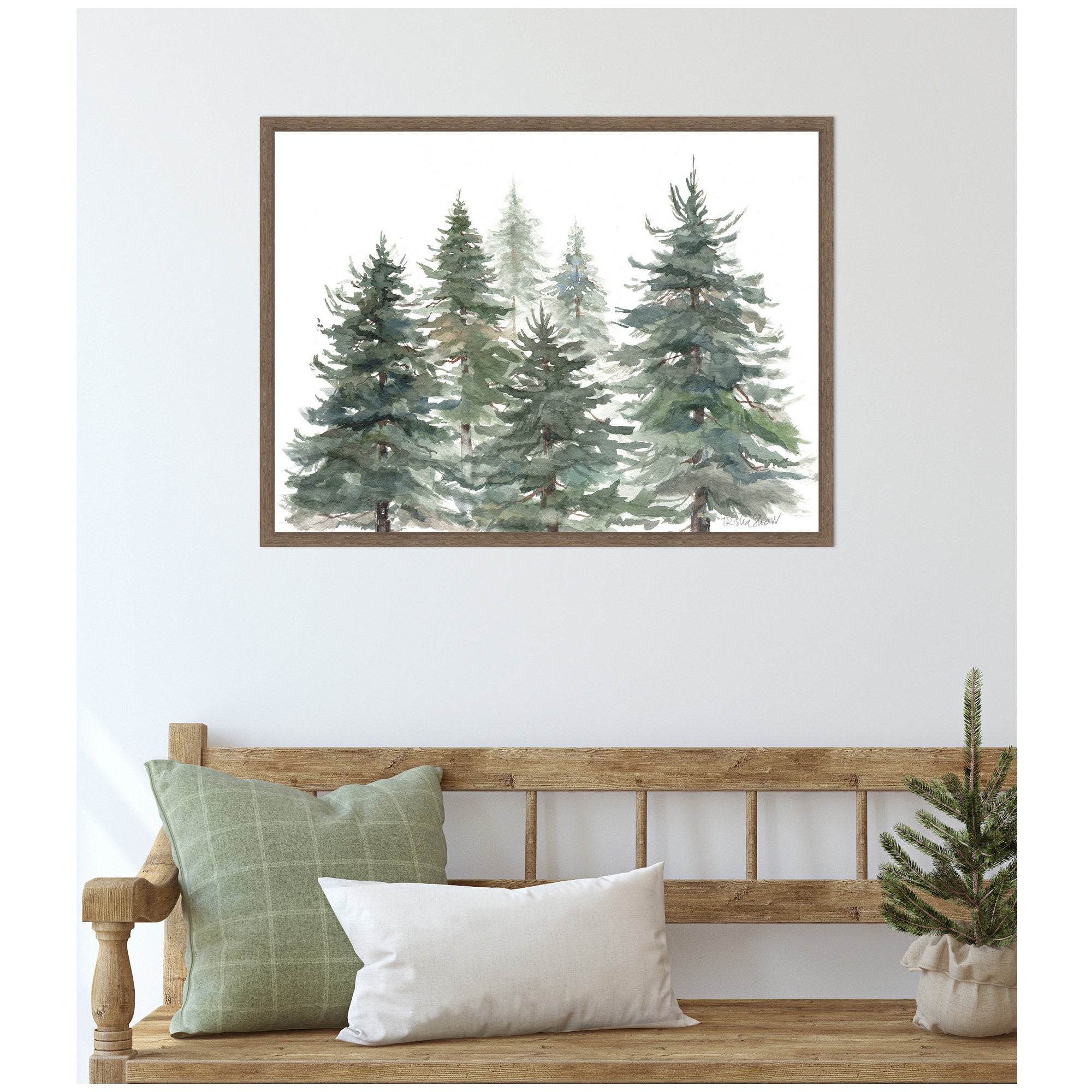 Sylvie Framed Canvas Pines And Evergreens by Patricia Shaw
