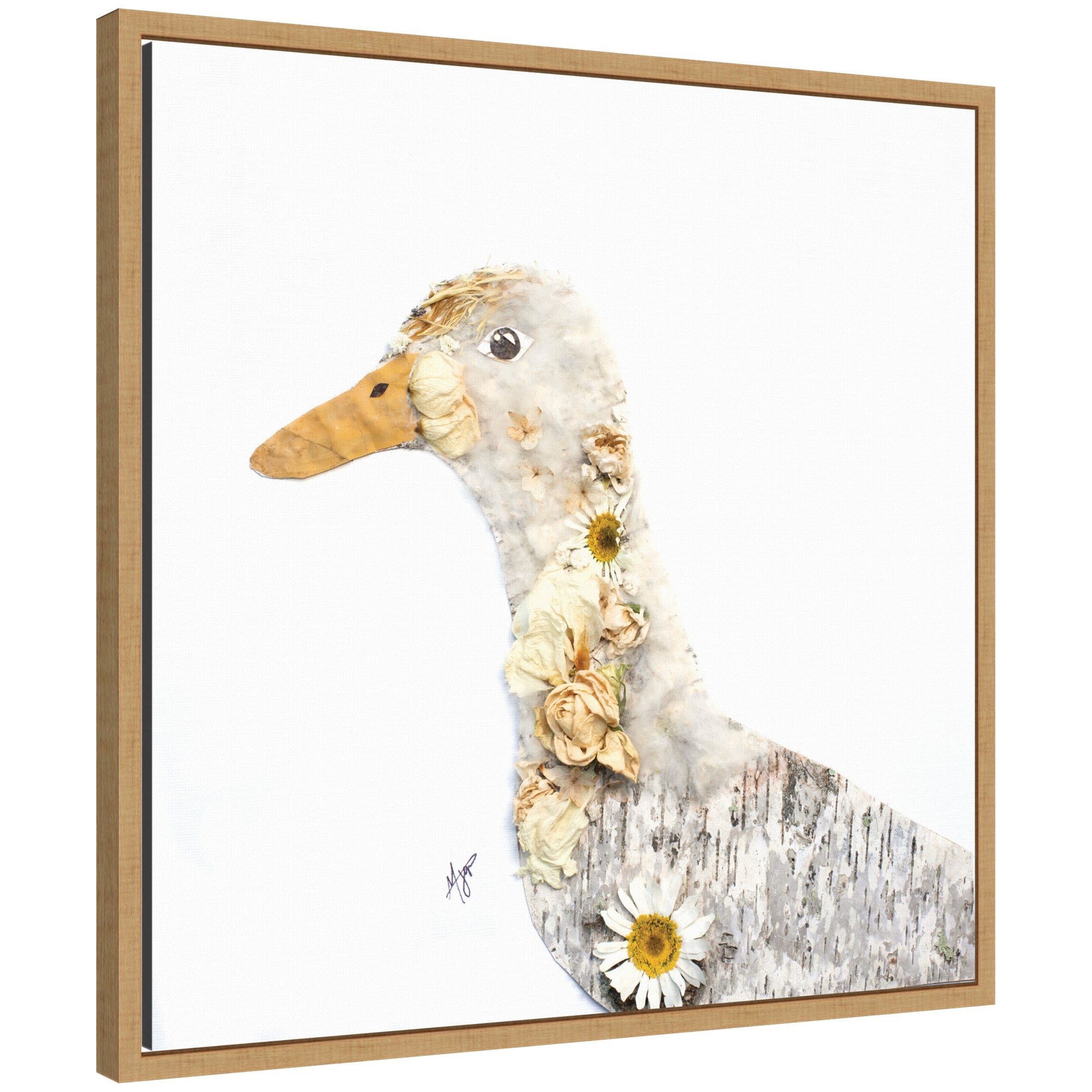 Duck No.
1 by Madeline Jeppesen framed canvas wall art print featuring a stylized duck illustration in a Sylvie frame