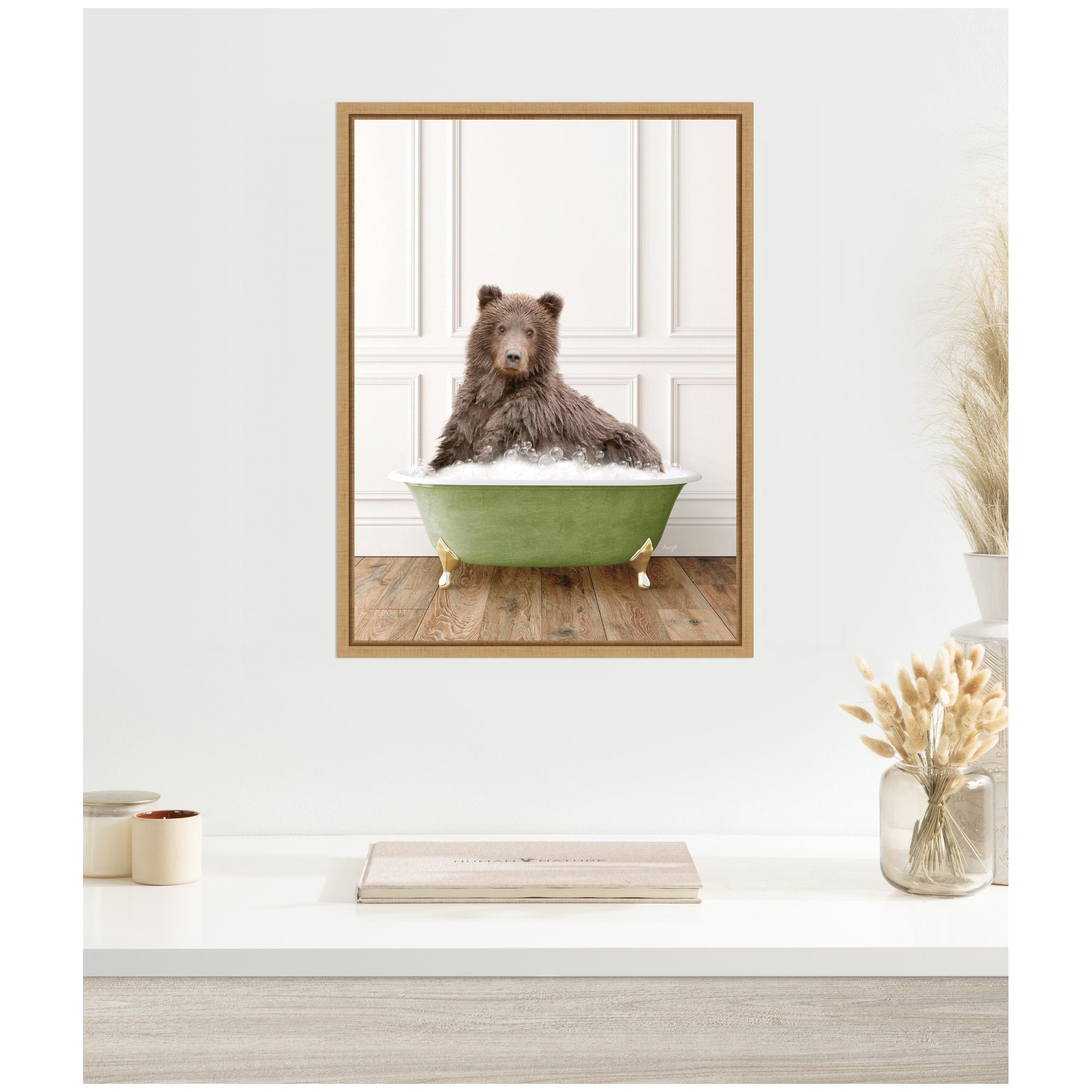 Sylvie Mother Bear in Transitional Bathtub Framed Canvas by Amy Peterson